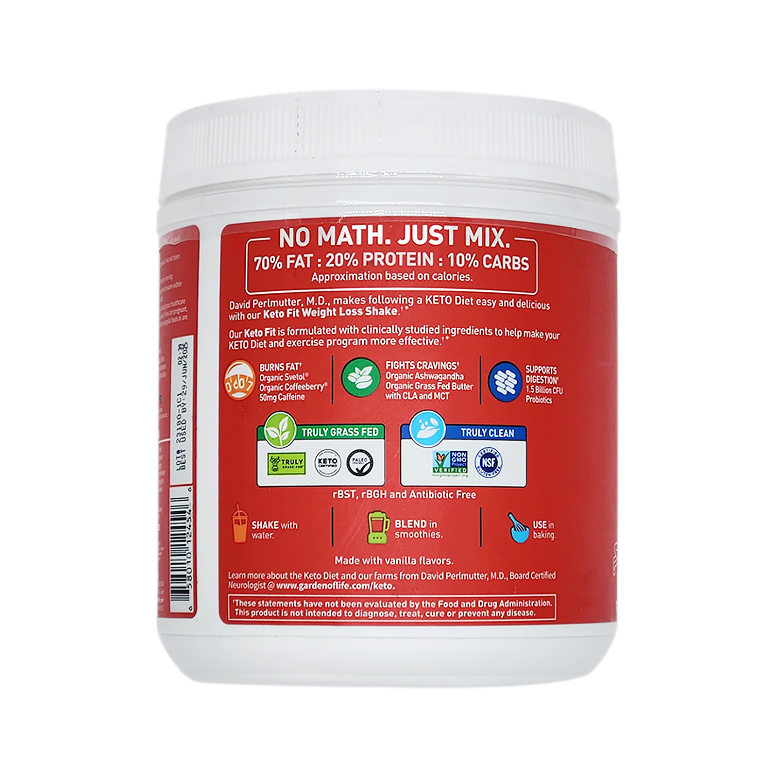 Dr. Formulated Keto Fit Powder Vanilla 12.52 Oz by Garden of Life
