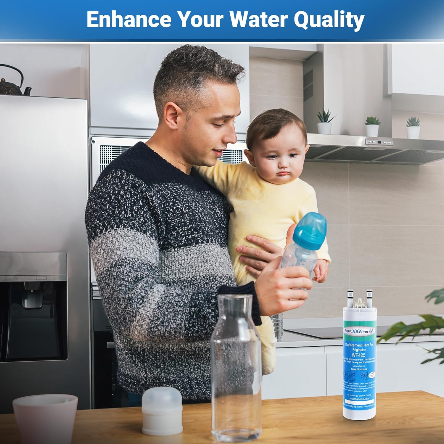 Aquafresh WF3CB Compatible Refrigerator Water Filter Replacement for WF3CB, PureSource 3, 706465, 242086201, 242086203, 242294501, 242069601, AP4567491, PS3412266, WF425