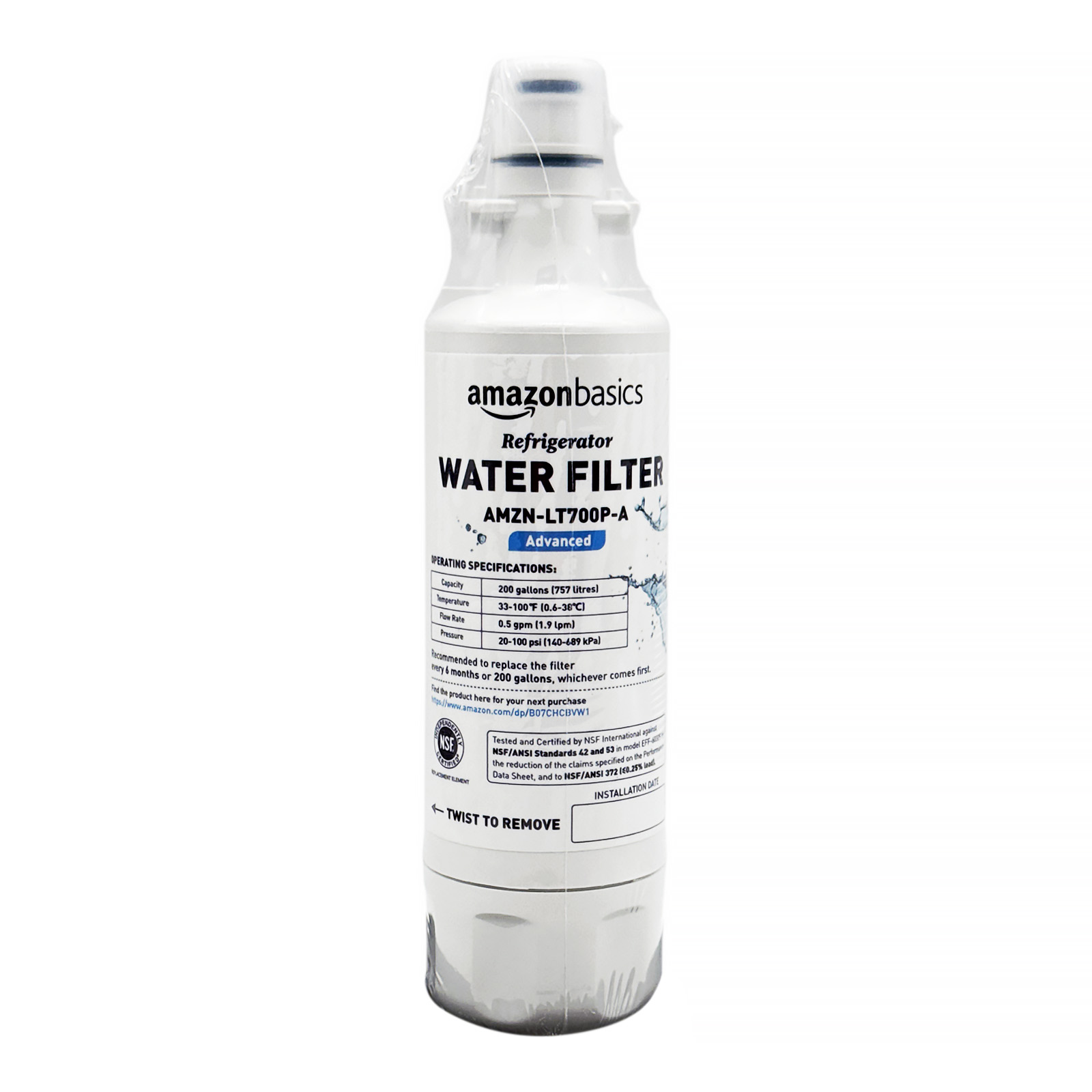 Amazon Basics Replacement LG LT700P Refrigerator Water Filter Cartridge - Advanced