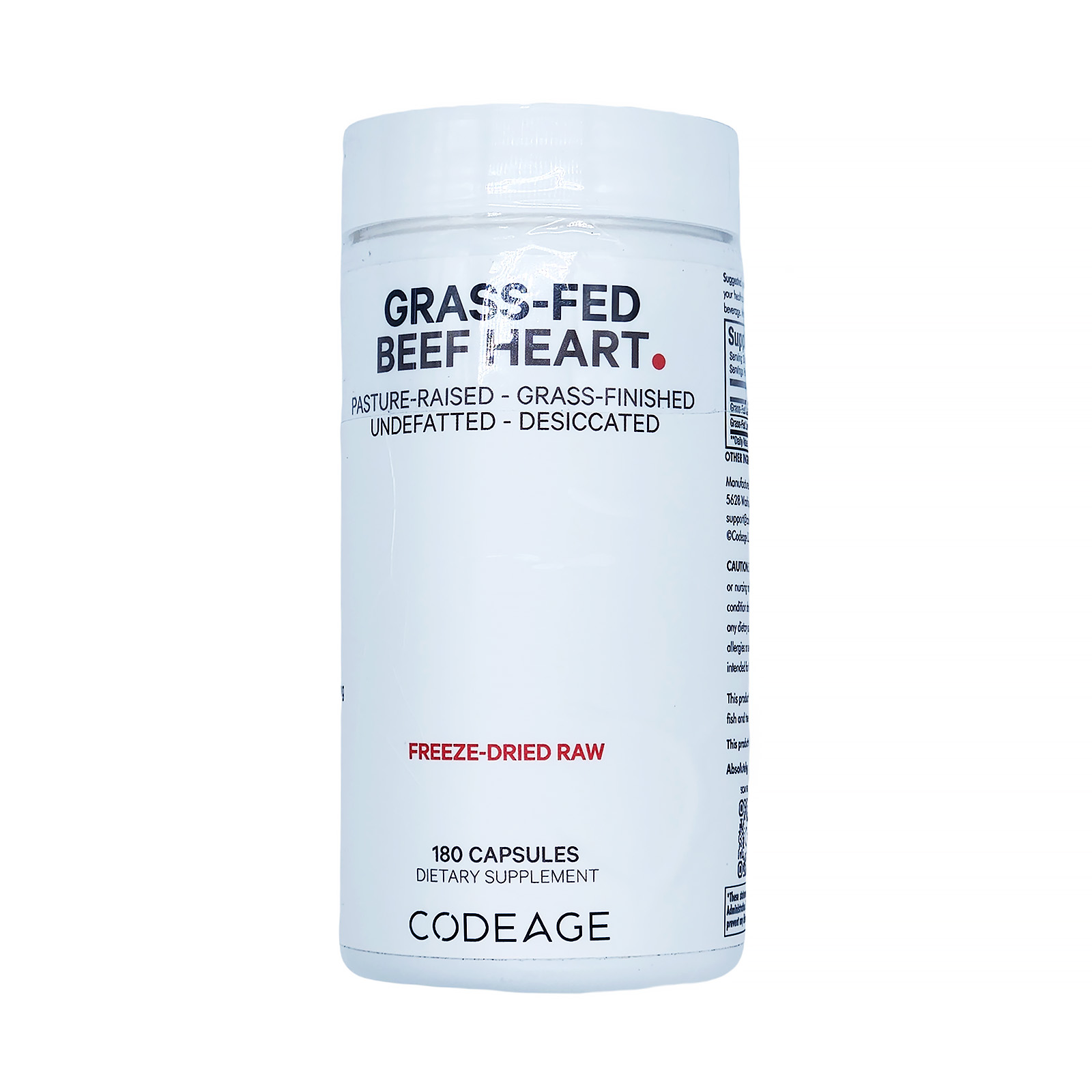 Codeage Grass-Fed Beef Heart Supplement, Freeze Dried, Pasture-Raised, 180 ct