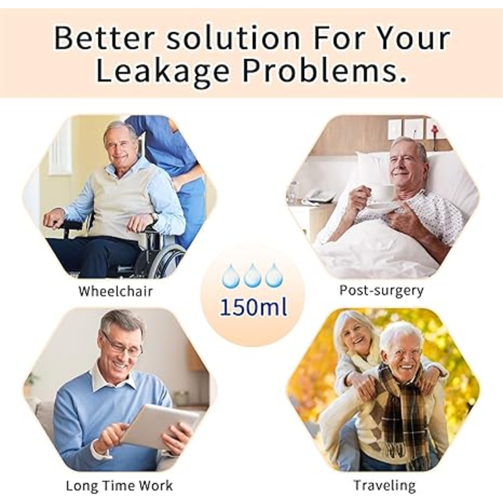 ShieldEase Washable Incontinence Underwear for Men - Cotton Leakproof Briefs with Fly, Front & Rear Urinary Leak Proof Panties, 150ml Absorbency (3 Pack, White, S)