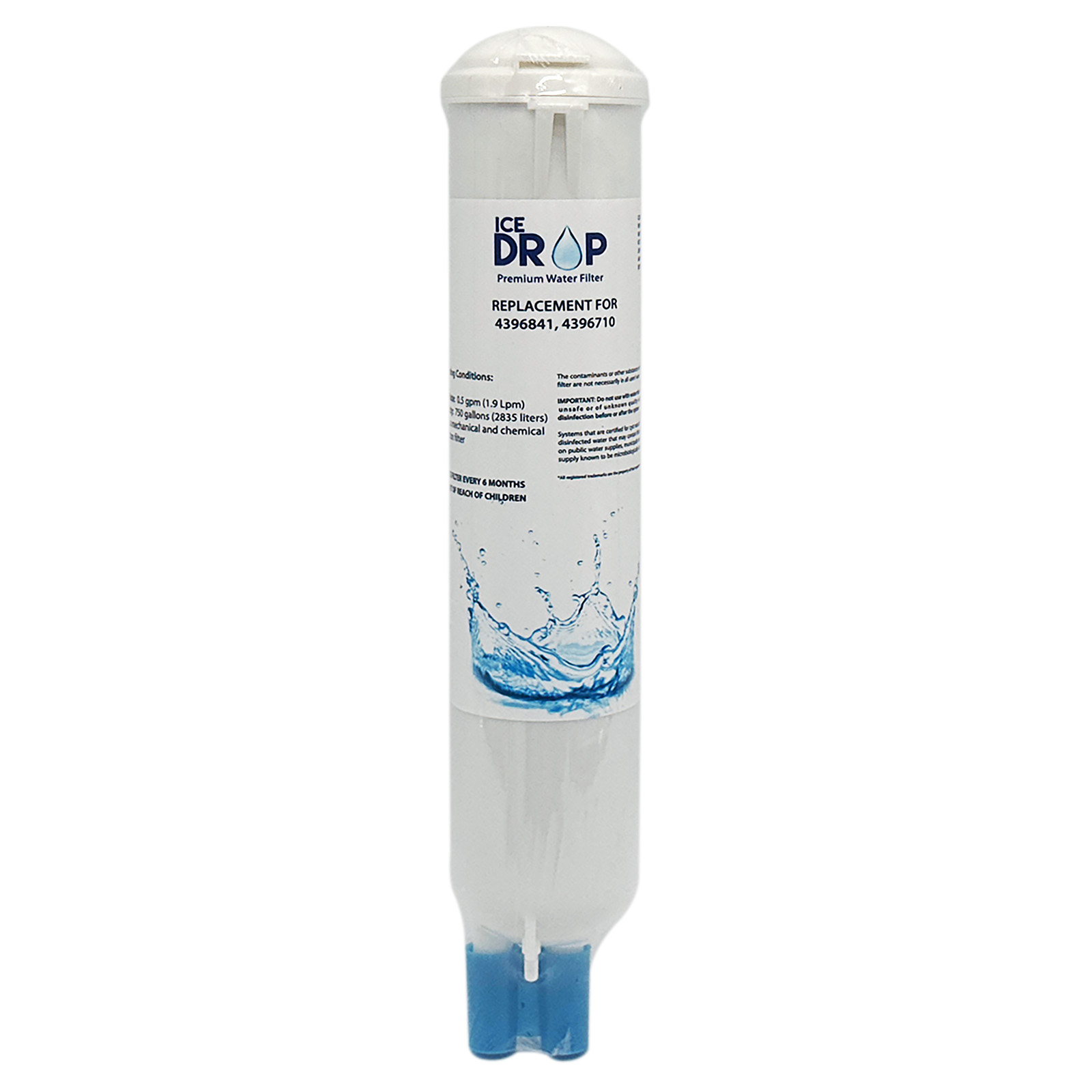 Ice Drop Refrigerator Water Filter, Compatible with 4396841, EDR3RXD1, KAD3RXD1, WHR3RXD1, 4396841, 4396710, Filter 3, 46-9083,46-9030, 9030, 9083 Refrigerator Water Filter
