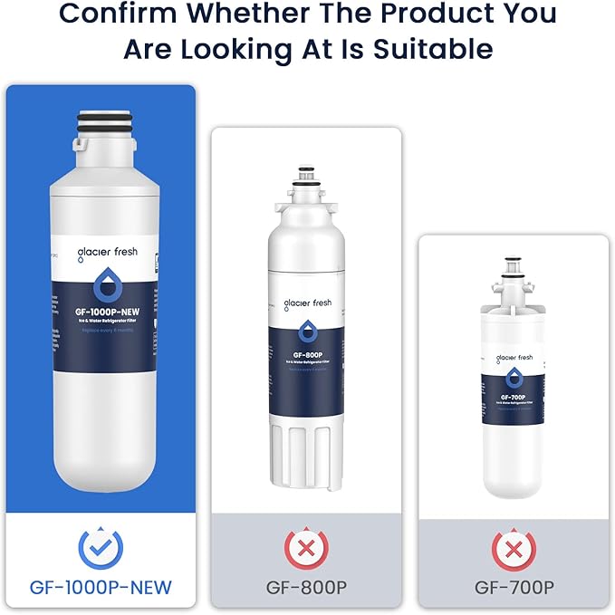 GLACIER FRESH LT1000PC Replacement Water Filter, Compatible with LT1000PC/PCS, LT1000PC, LT-1000PC, MDJ64844601, ADQ747935 ADQ74793504 Filter and LT120F ADQ73334008 Fresh Air (3+3)