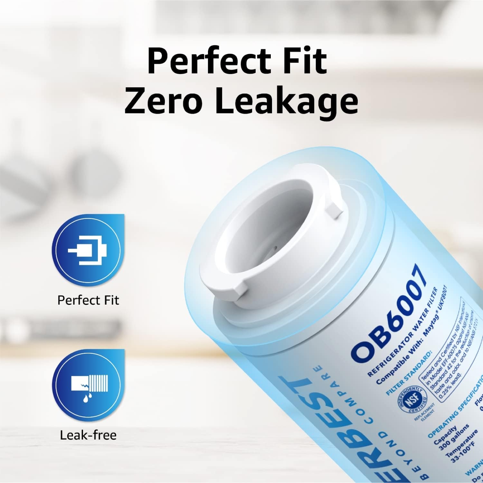Overbest UKF8001 Replacement for EveryDrop by Whirlpool Refrigerator Water Filter 4, EDR4RXD1