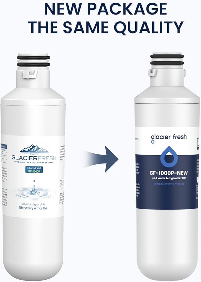 GLACIER FRESH LT1000PC Replacement Water Filter, Compatible with LT1000PC/PCS, LT1000PC, LT-1000PC, MDJ64844601, ADQ747935 ADQ74793504 Filter and LT120F ADQ73334008 Fresh Air (3+3)