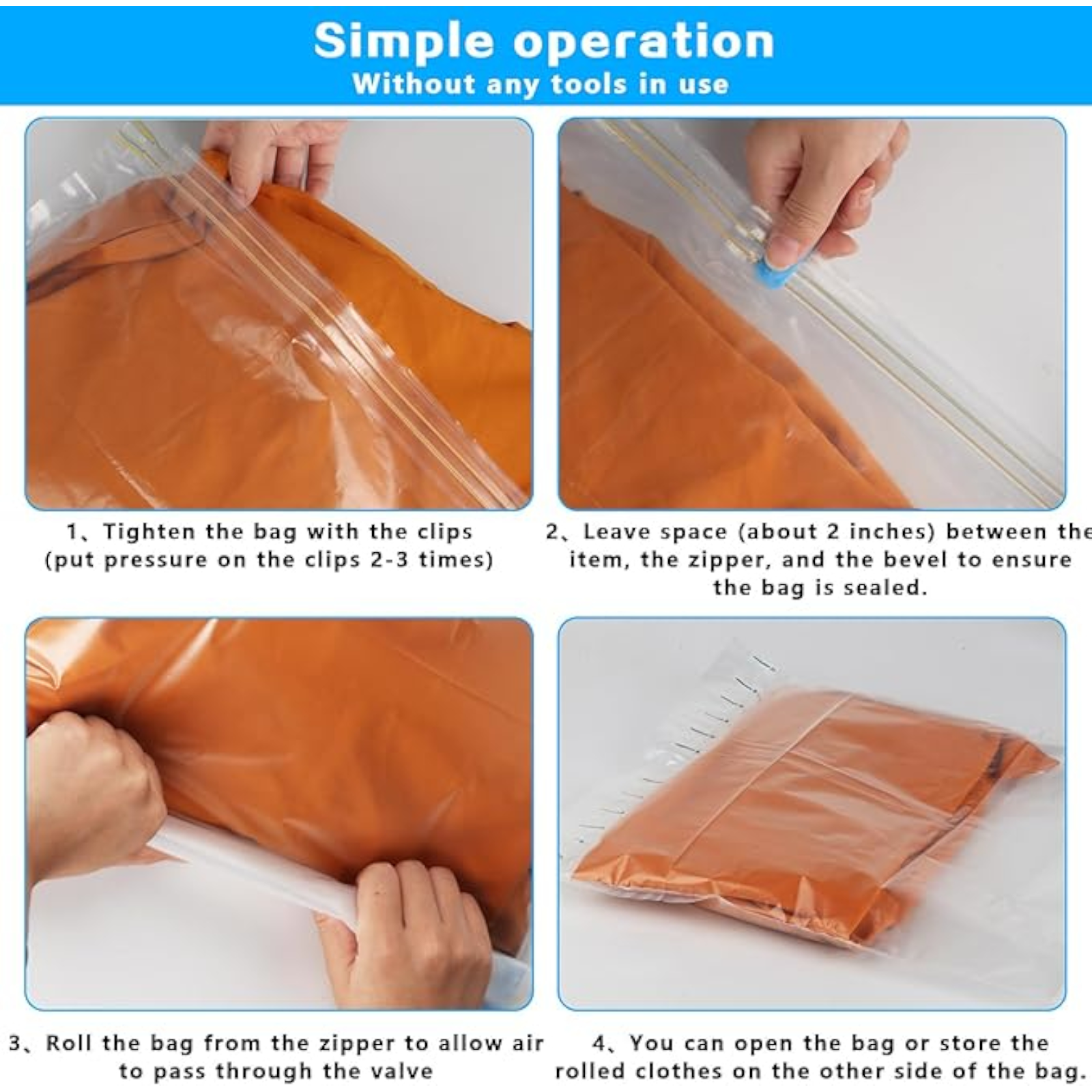 Small Compression Bags for Travel - 12 Pack Roll-Up Space Saver Bags | No Pump Needed, Hand Roll Design for Clothes, Travel Essentials & Home Storage Organizers