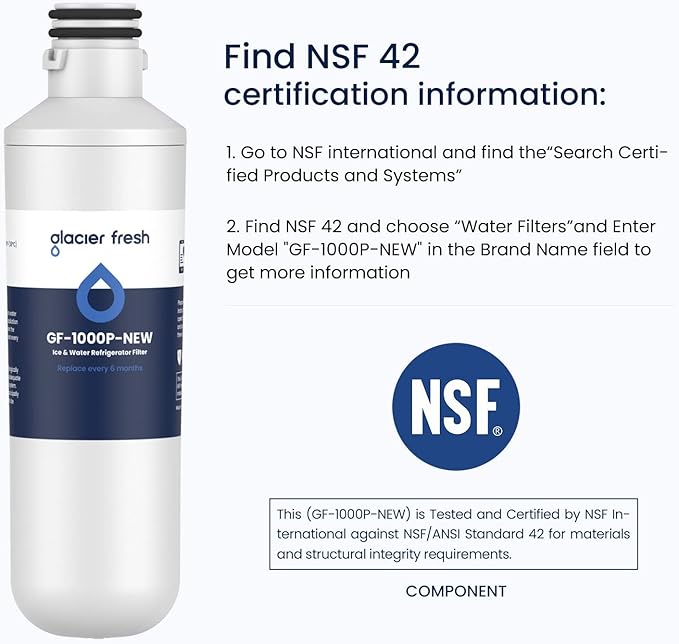 GLACIER FRESH LT1000PC Replacement Water Filter, Compatible with LT1000PC/PCS, LT1000PC, LT-1000PC, MDJ64844601, ADQ747935 ADQ74793504 Filter and LT120F ADQ73334008 Fresh Air (3+3)