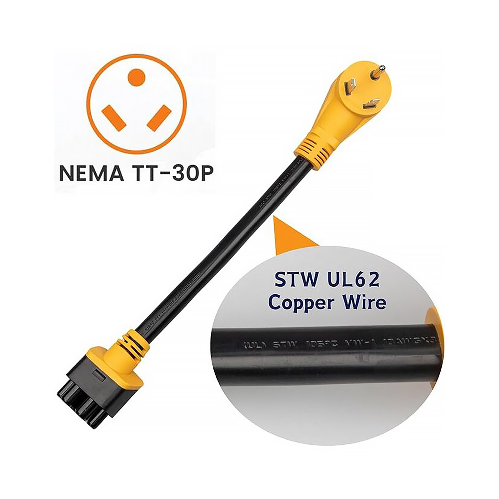 NEMA TT-30P Adapter for Tesla Gen 2 Mobile Charger Max 24 Amp