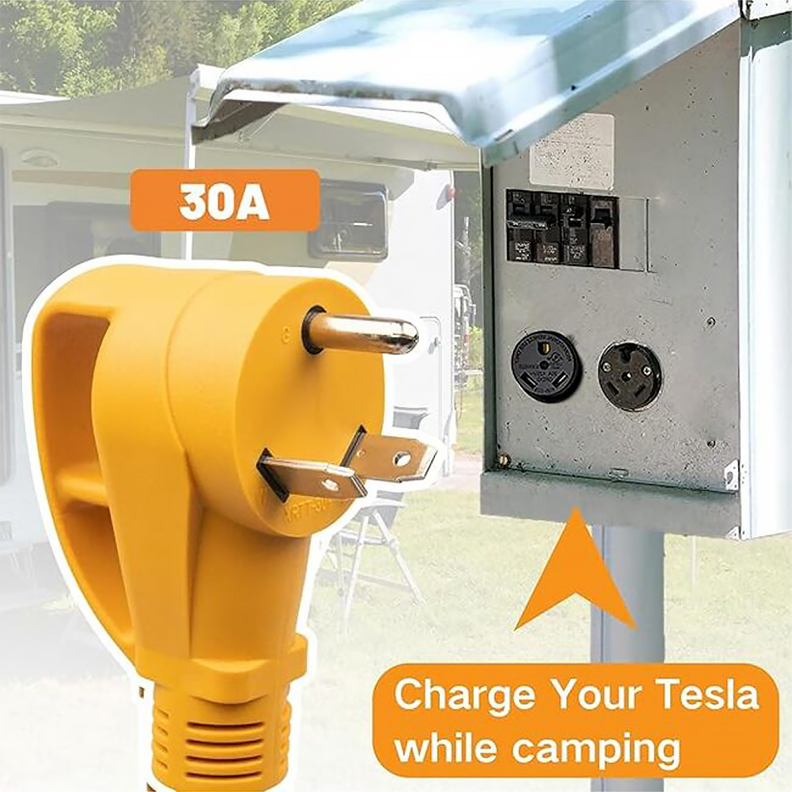 NEMA TT-30P Adapter for Tesla Gen 2 Mobile Charger Max 24 Amp