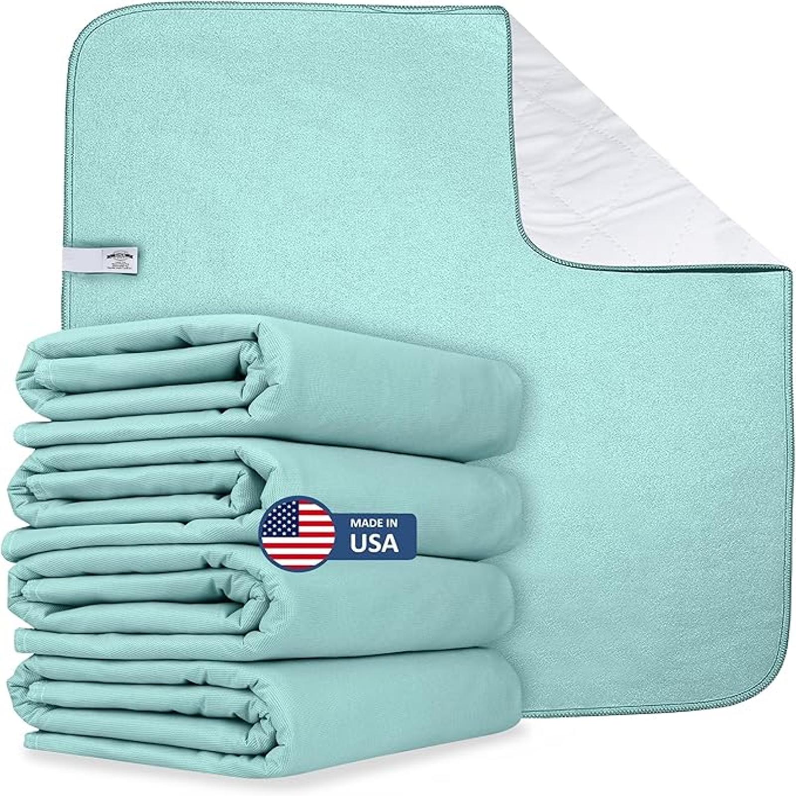 AbsorbEase® Washable Underpads 34"x36" - Waterproof, Ultra-Absorbent Incontinence Bed Pads for Adults, Seniors, Kids, Pets, Reusable Pee Pads, Odor Neutralizing, Latex-Free, USA Made (Pack of 4)