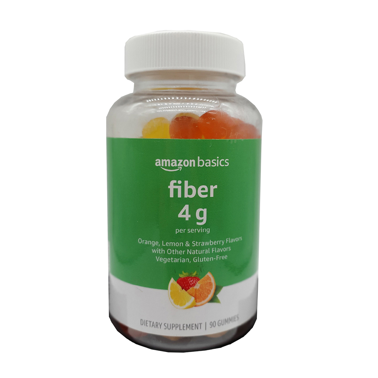 Amazon Basics Fiber 4g Orange Lemon & Strawberry Flavor 90 Gummies