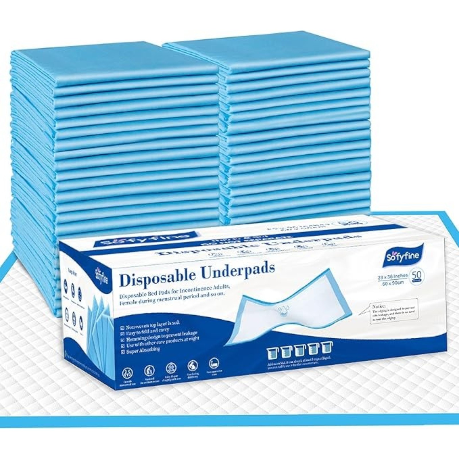 100 Count Chucks Disposable 23"x36" Leakproof Adults Incontinence Bed Pads, Waterproof Underpads for Elderly, Extra Large Puppy Pee Pad, Baby Changing Liner