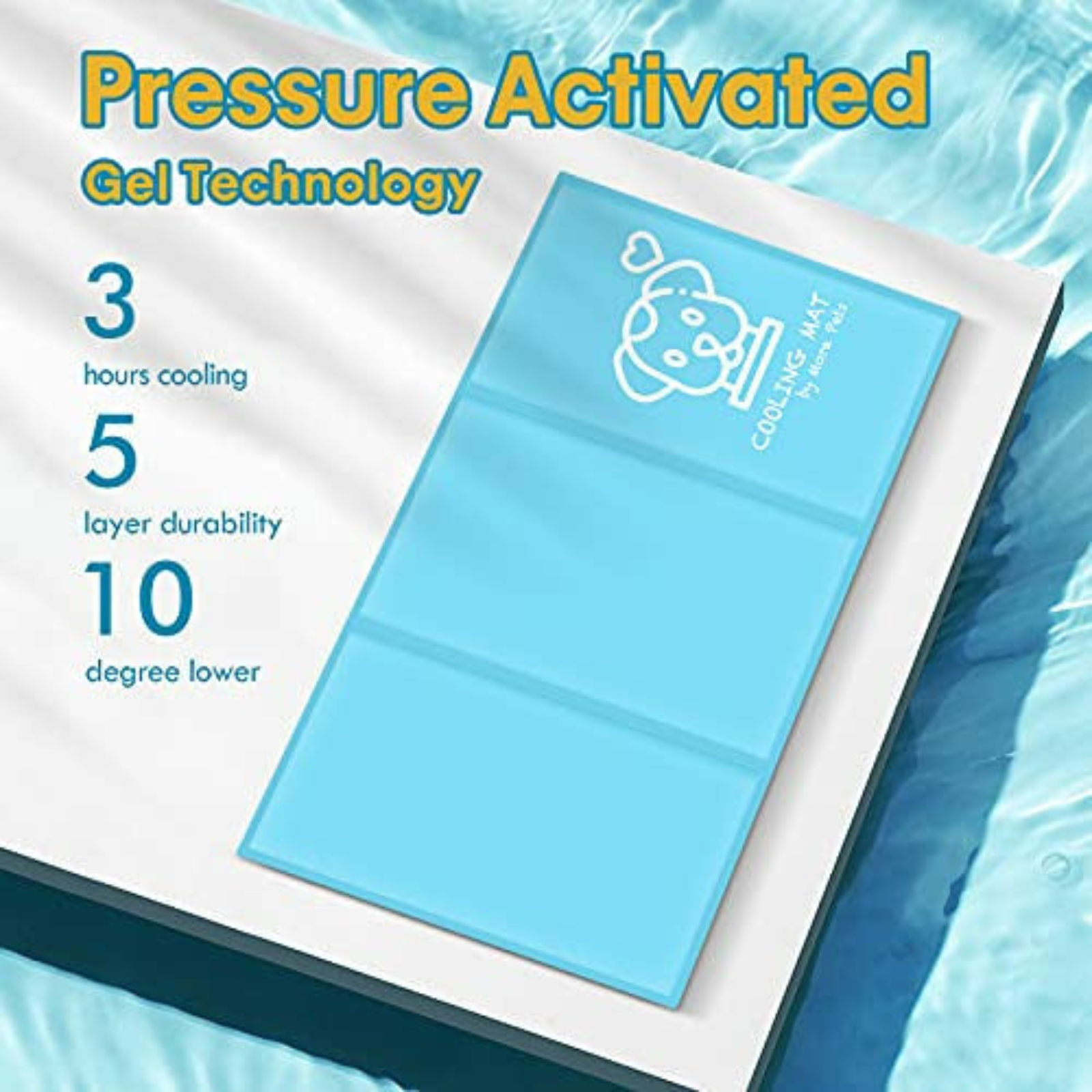 Mora Pets Dog Cooling Mats, Pet Cooling Mat Bed for Dogs Cats Large Cooling Gel Bed Cool Dog Blanket Pads Animal Cooling Mats Puncture Resistant L 50x90cm