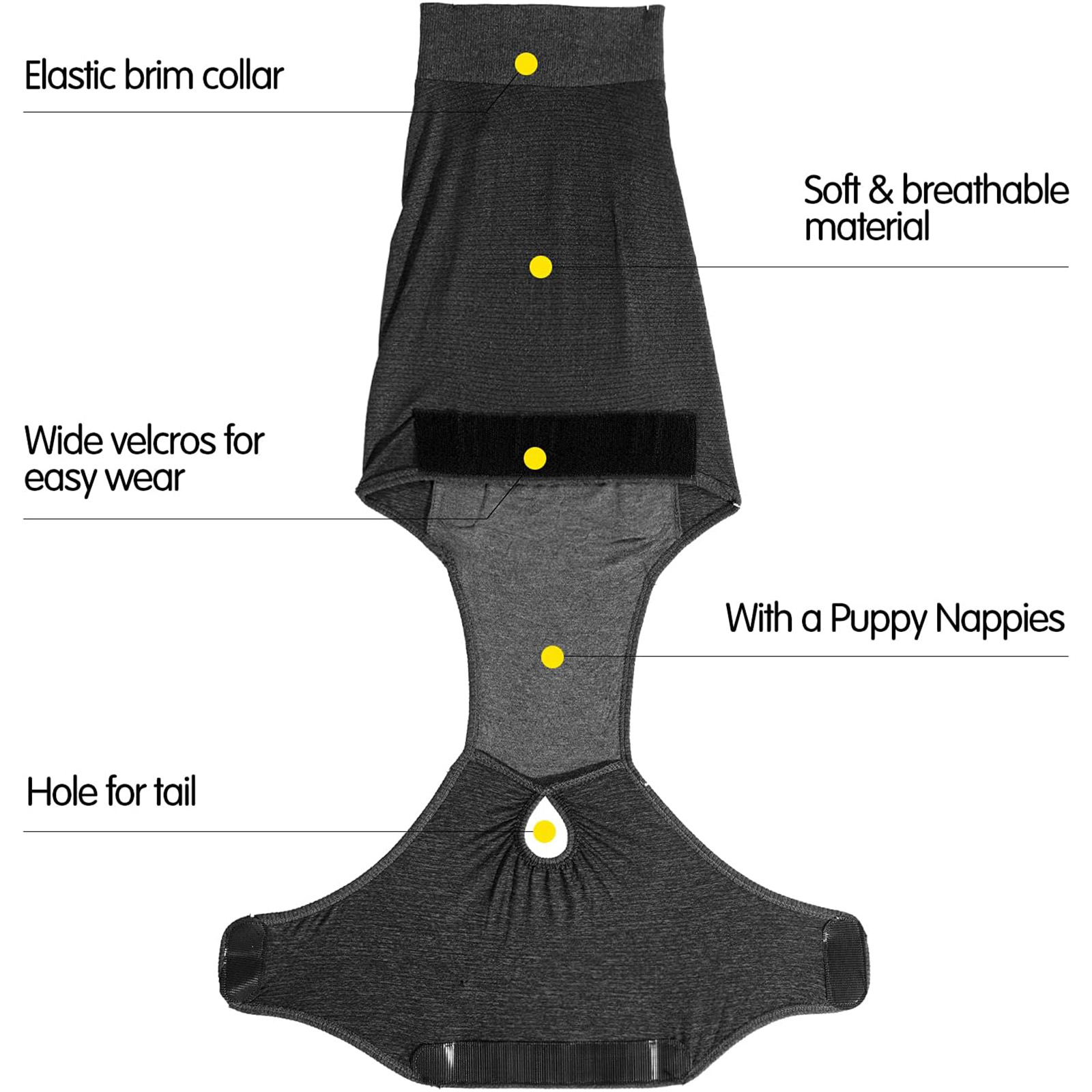 HEYWEAN Medium Dog Diaper (Black): Full Body, Physiological/Surgery Use, Unisex