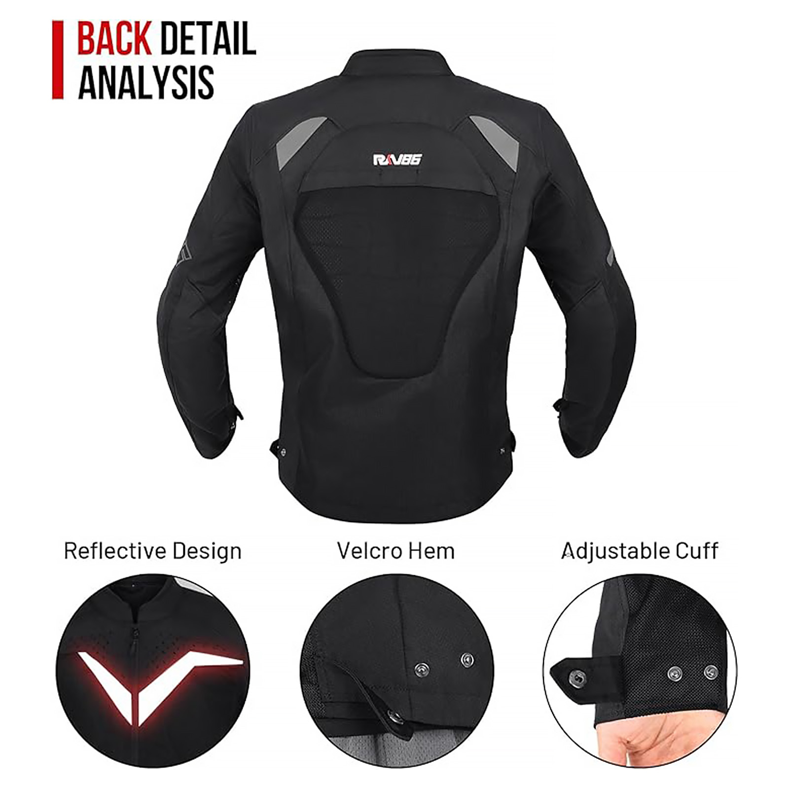 Motorcycle Jacket For Men with CE Armored Mesh Airflow, Medium Black