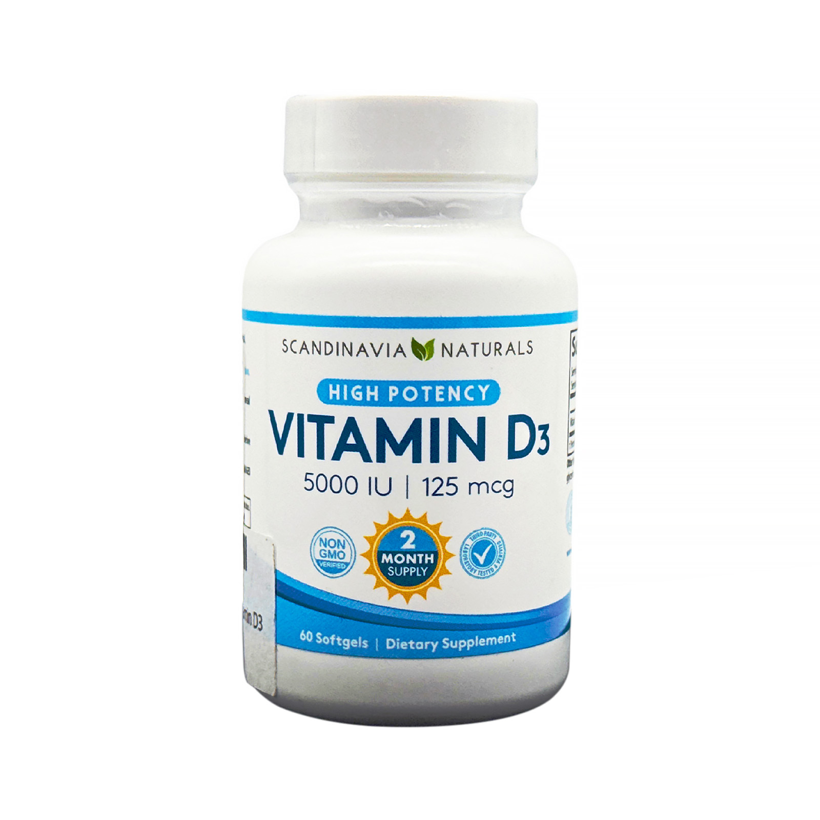 SCANDINAVIA NATURALS Vitamin D3 125 mcg (5,000 IU) 60 Softgels **READ**