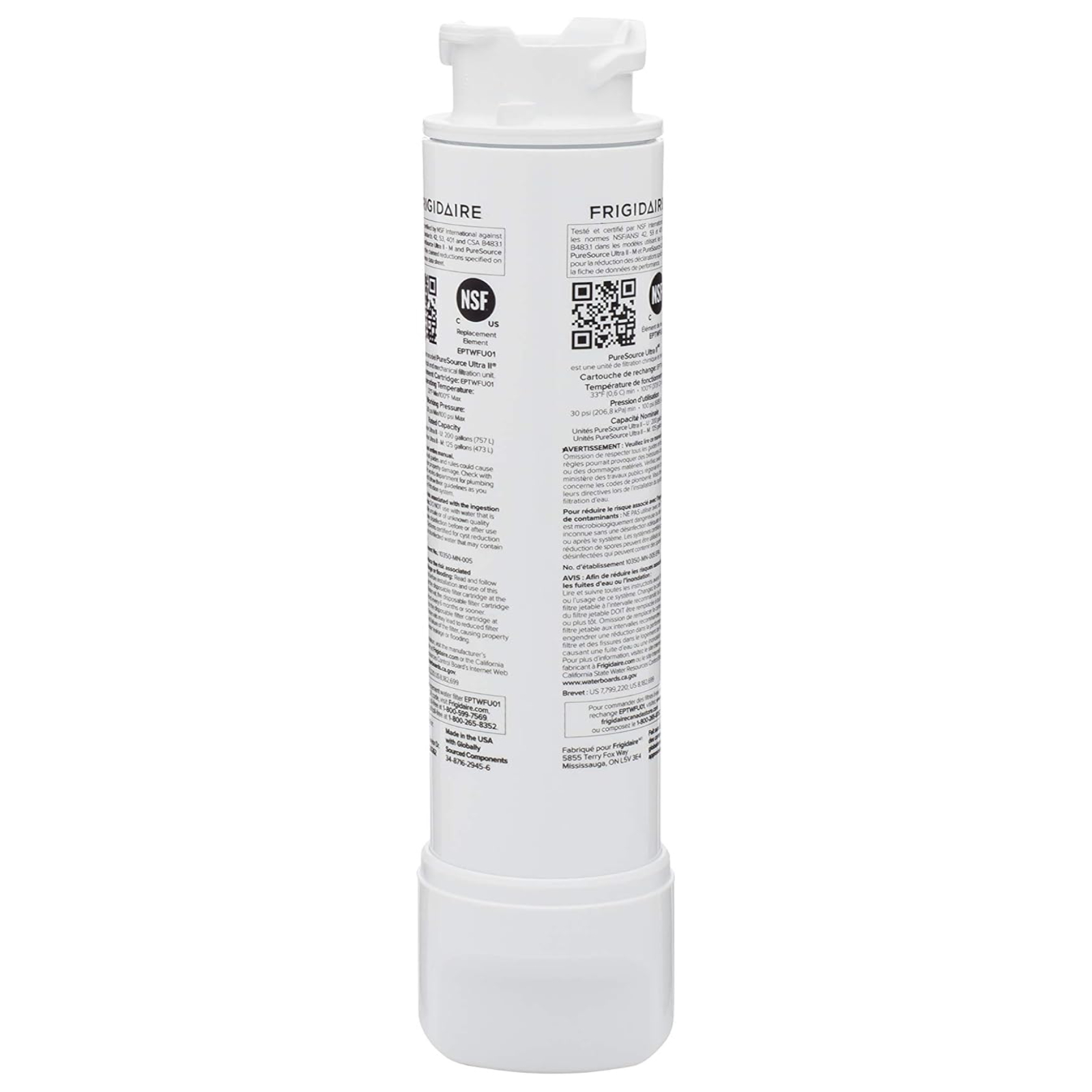 FRIGIDAIRE EPTWFU01 PureSource Ultra II Refrigerator Water Filter, 1 Count, White