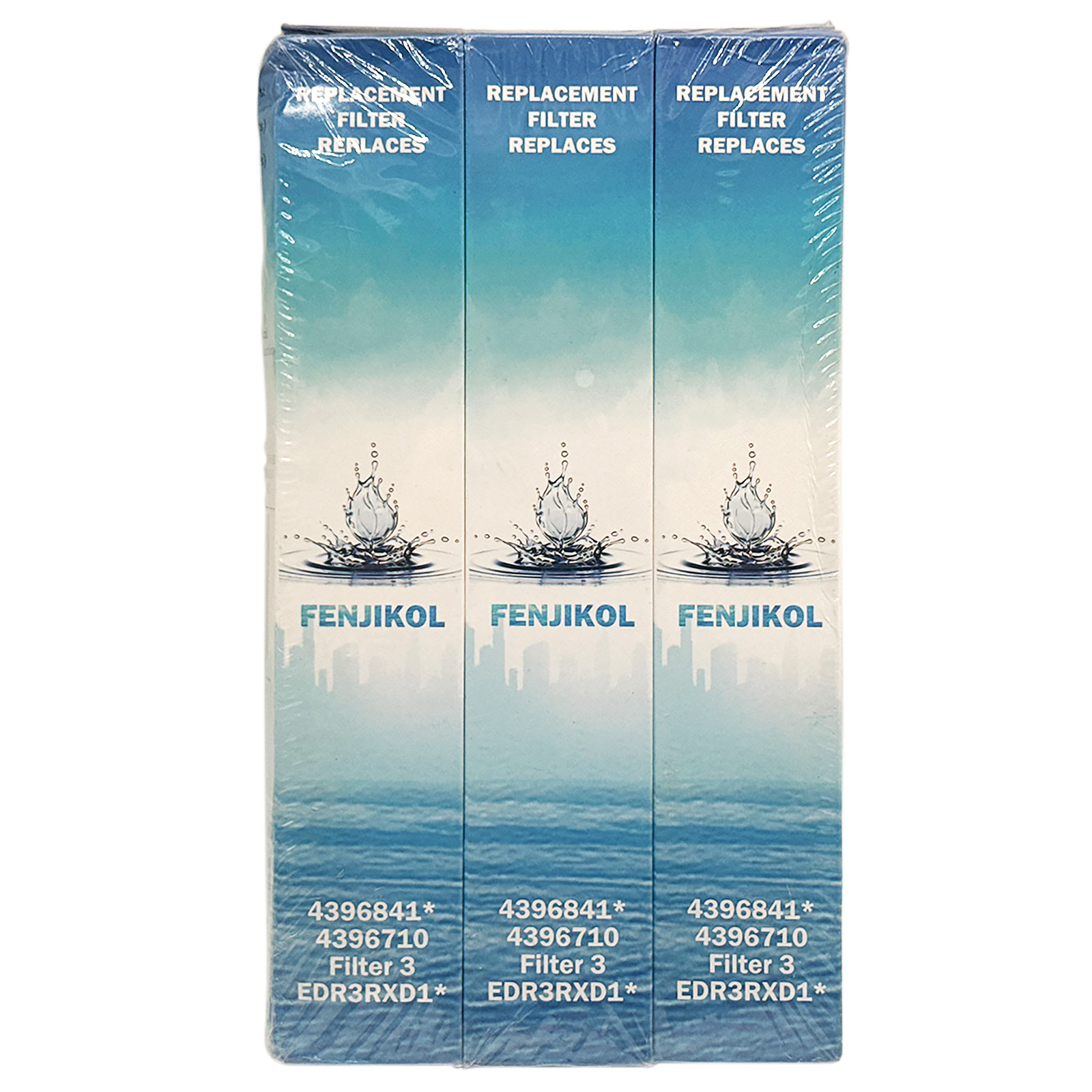(3 Pack) FENJIKOL Refrigerator Water Filter, Compatible with 4396841, EDR3RXD1, KAD3RXD1, WHR3RXD1, 4396841, 4396710, Filter 3, 46-9083,46-9030, 9030, 9083 Refrigerator Water Filter