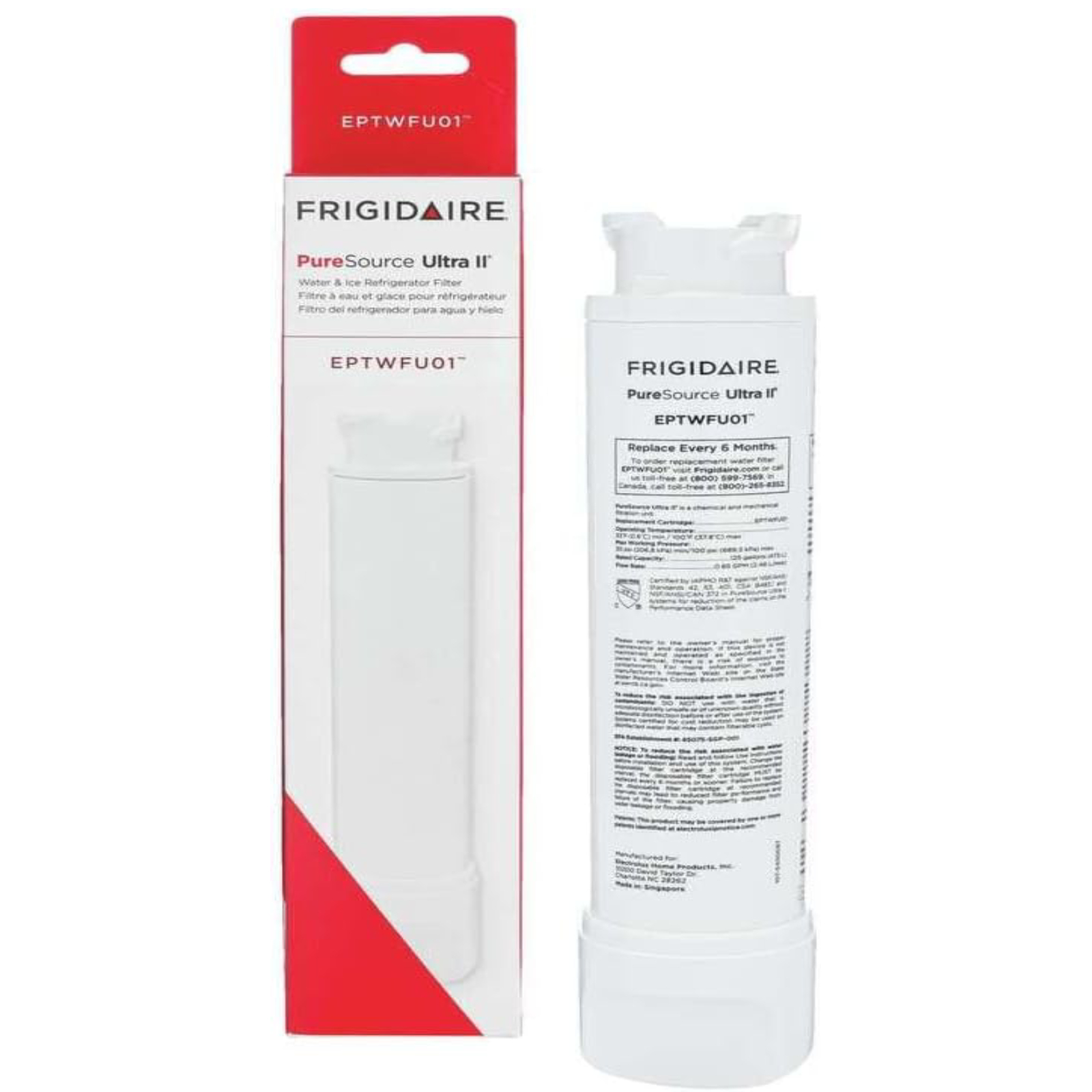 FRIGIDAIRE EPTWFU01 PureSource Ultra II Refrigerator Water Filter, 1 Count, White