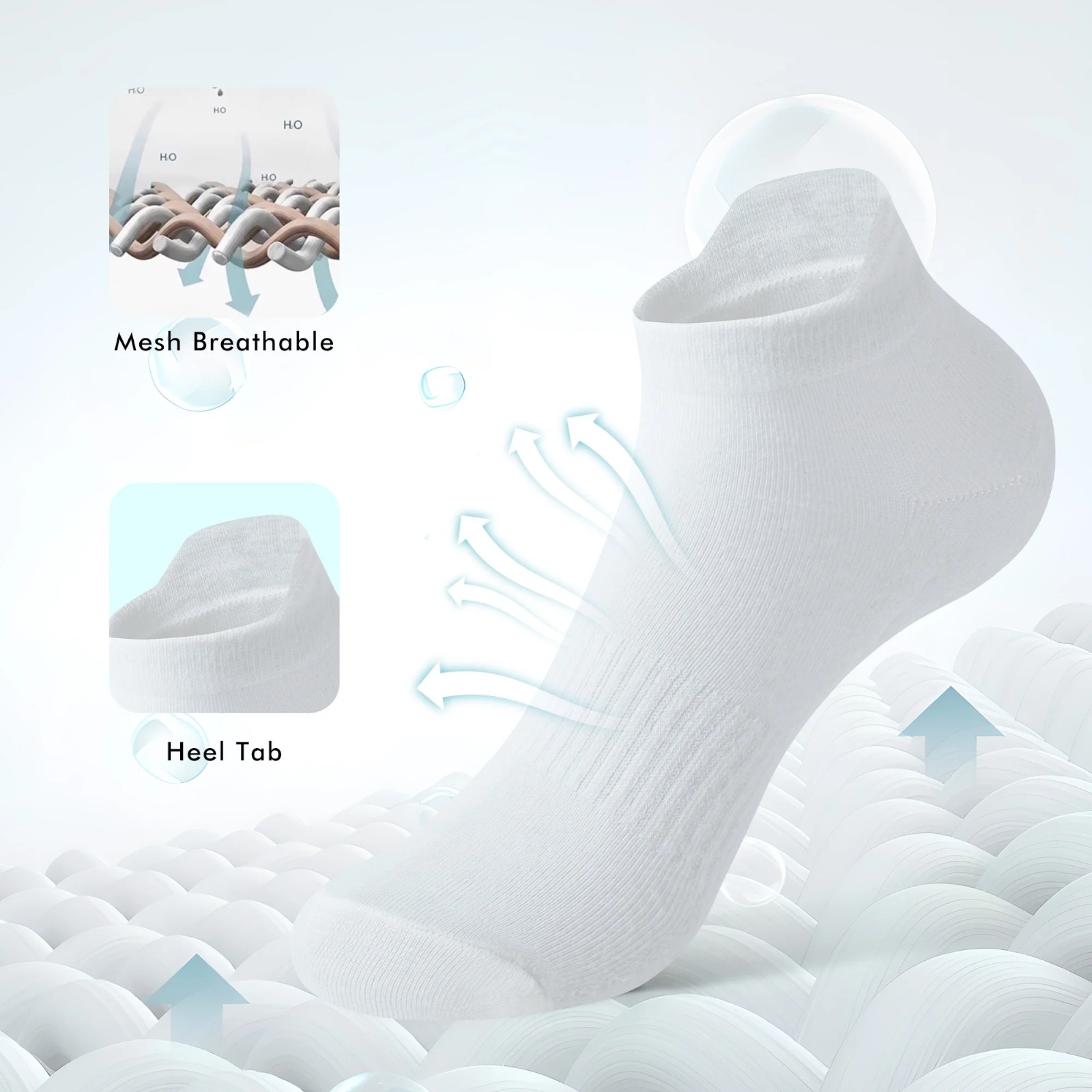 Honeysea Ankle Socks for Women Men Heel Tab Athletic Running Socks, Medium (6 Pairs) 
