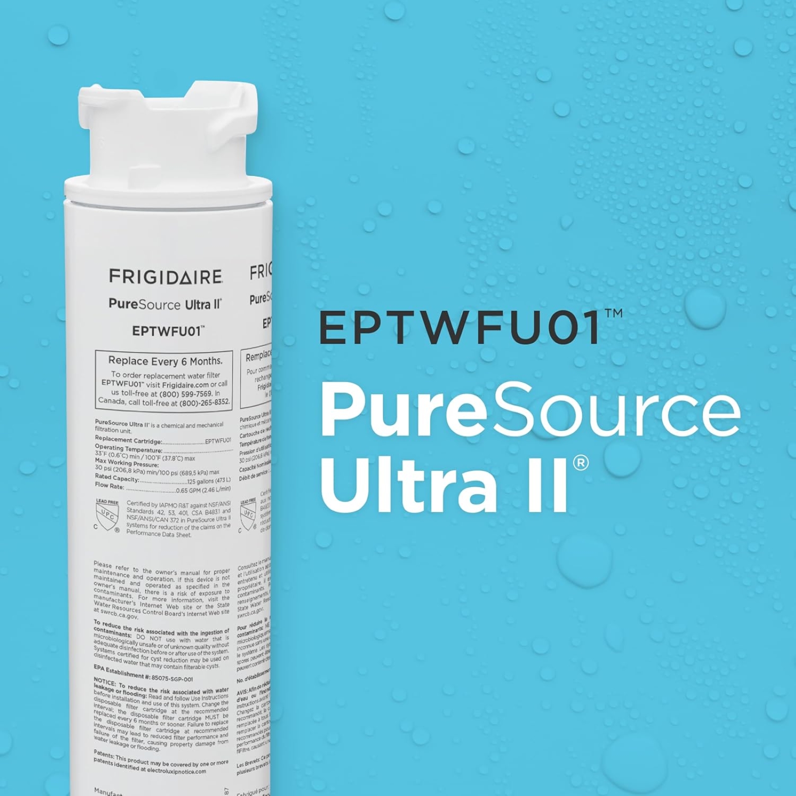 FRIGIDAIRE EPTWFU01 PureSource Ultra II Refrigerator Water Filter, 1 Count, White
