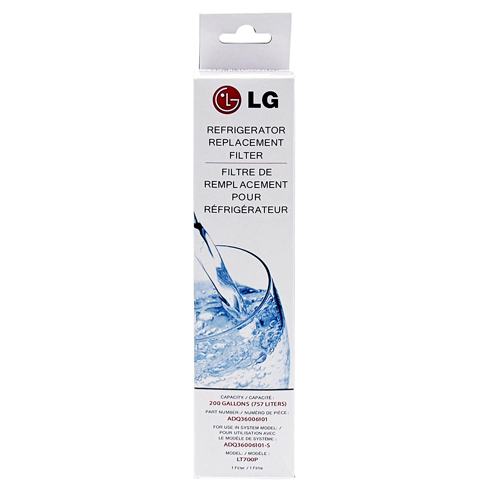 LG LT700P- 6 Month / 200 Gallon Capacity Replacement Refrigerator Water Filter (NSF42 and NSF53) ADQ36006101, ADQ36006113, ADQ75795103, or AGF80300702 , White , Single