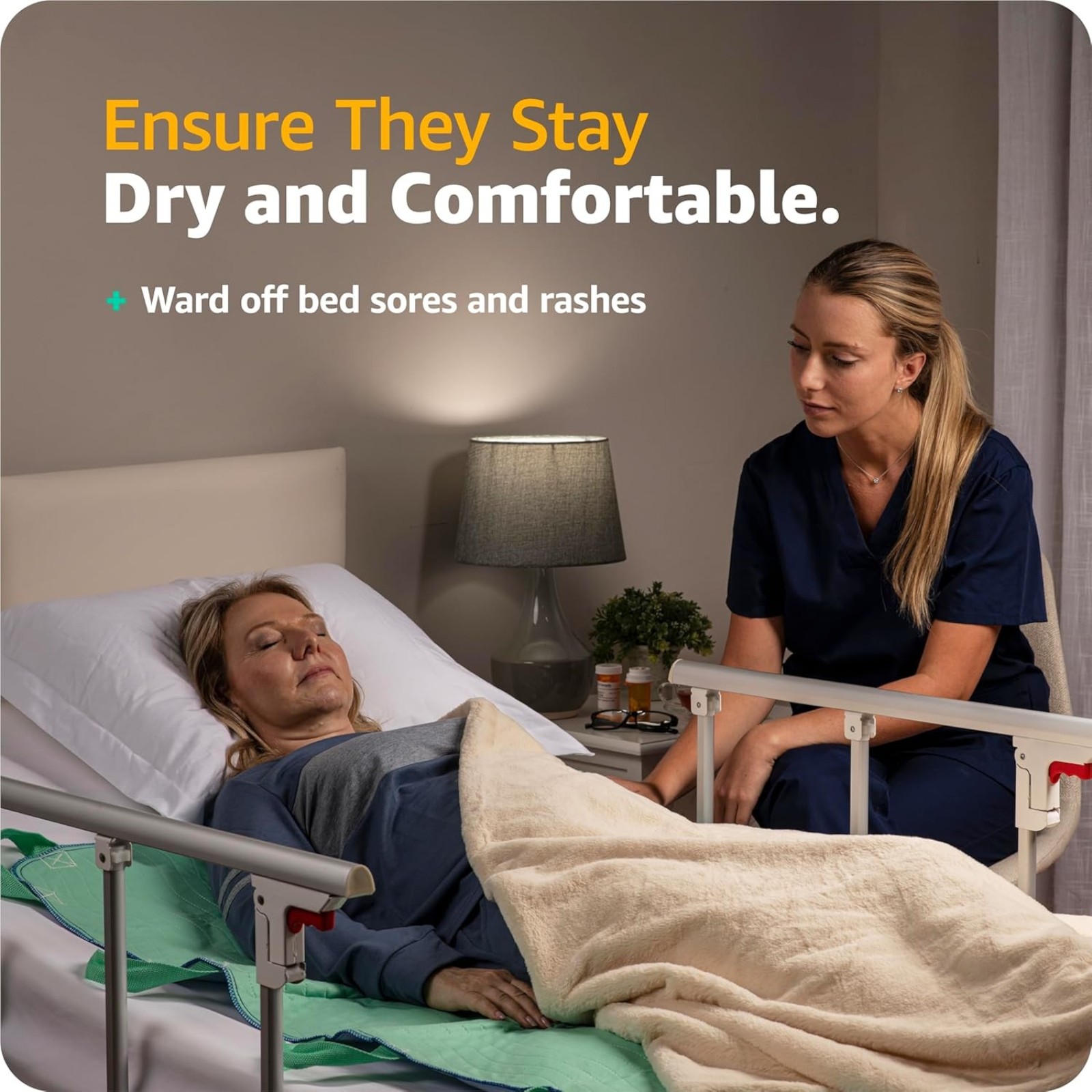 Improvia Positioning Bed Pad 34"x36" with 6 Reinforced Handles, Quick-Drying, Washable, Waterproof, Reusable, Mattress Protection, for Lifting, Turning, Transfer, Elderly and Incontinence Patients.