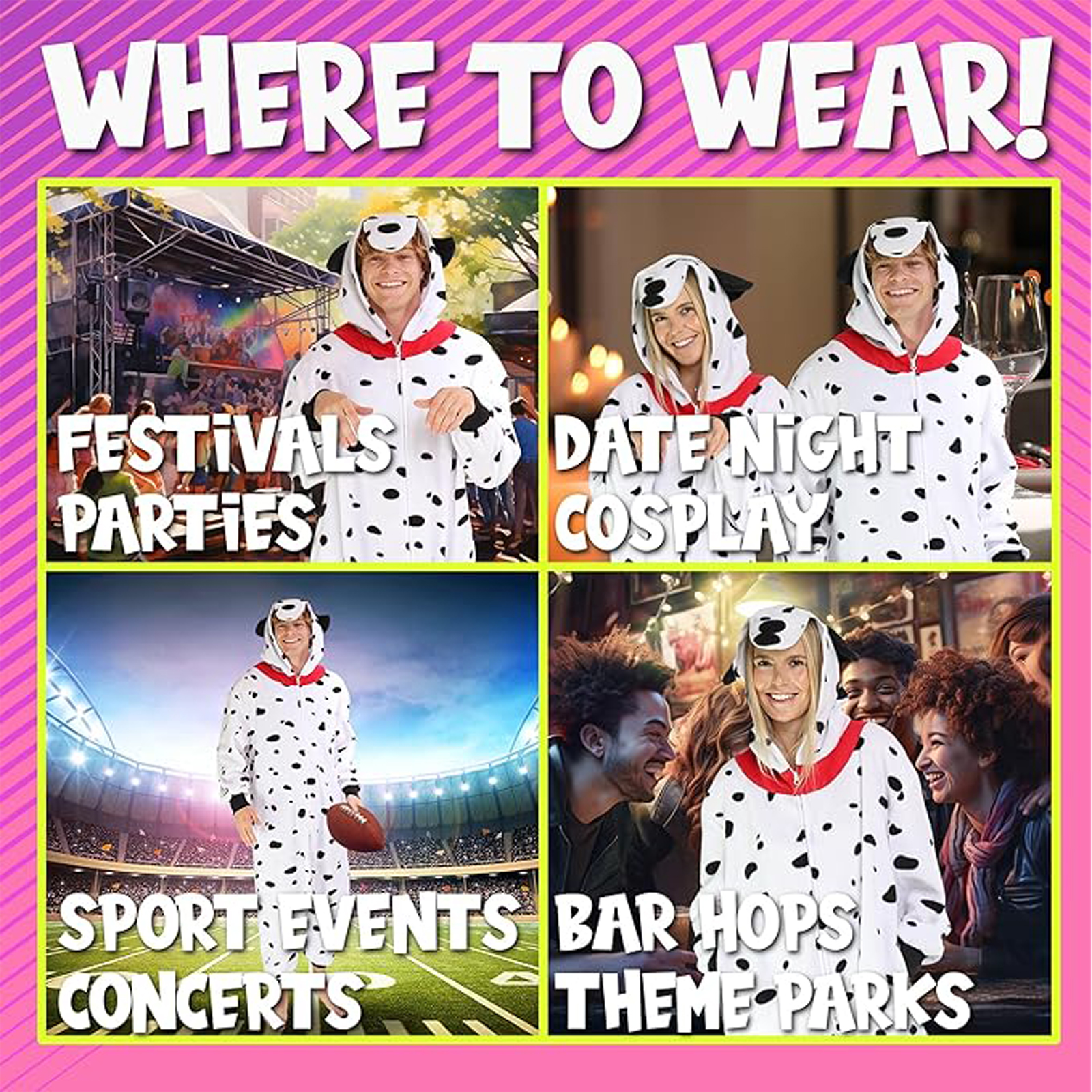 Dalmatian Dog One Piece - Plush Adult Animal Costume Jumpsuit, Large