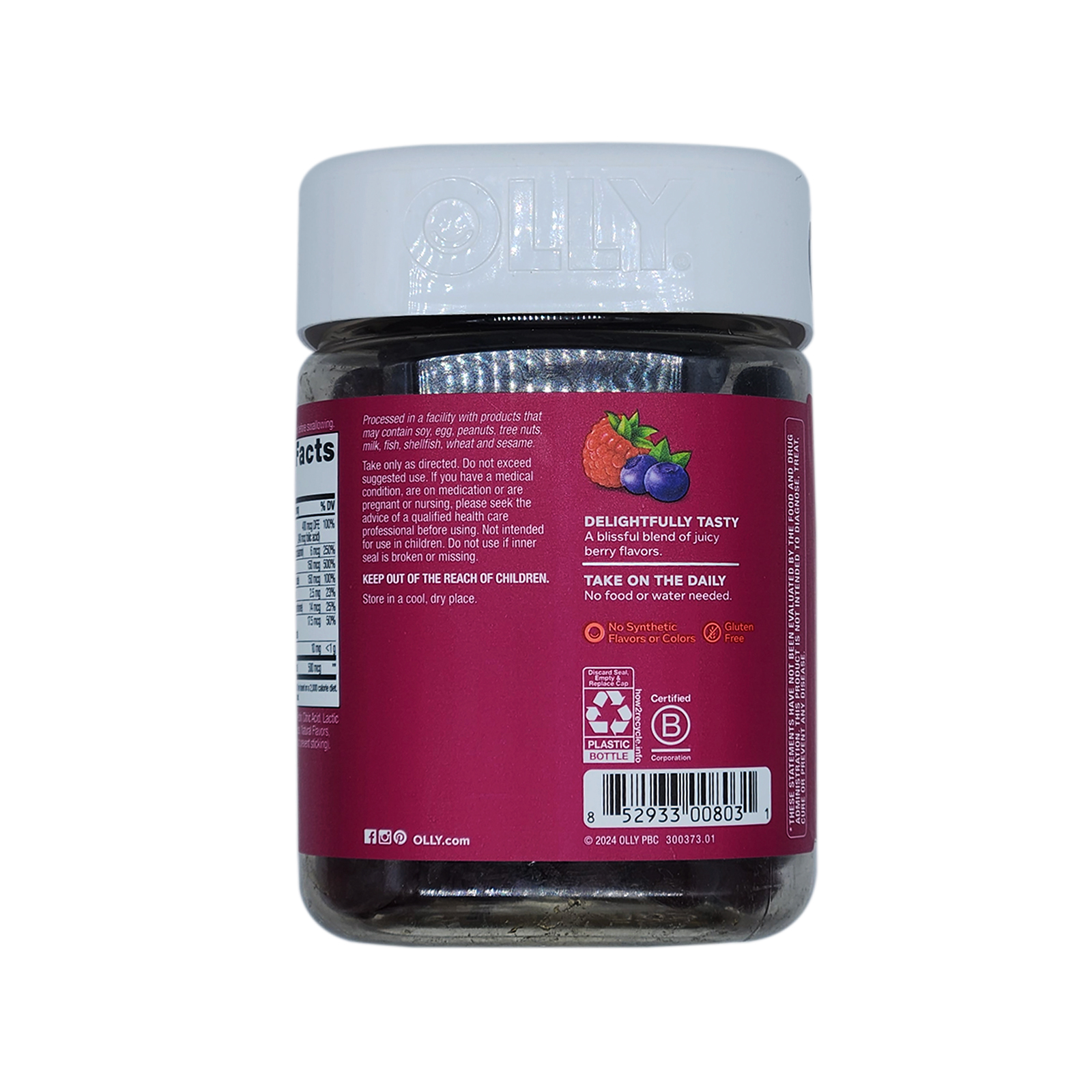 OLLY Women's Daily Multivitamin Gummy, Berry Flavor, 130 Gummies