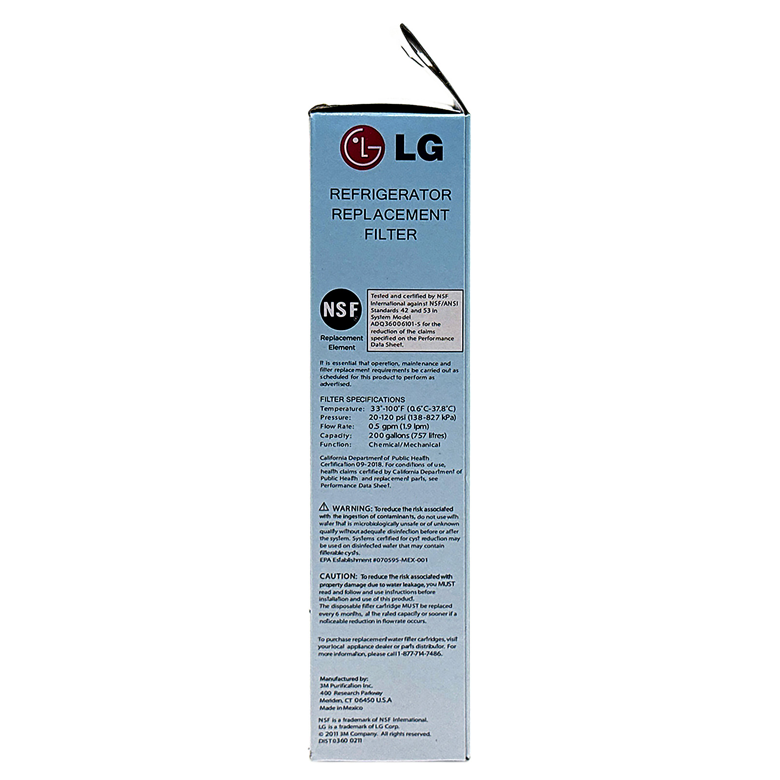 LG LT700P- 6 Month / 200 Gallon Capacity Replacement Refrigerator Water Filter (NSF42 and NSF53) ADQ36006101, ADQ36006113, ADQ75795103, or AGF80300702 , White , Single