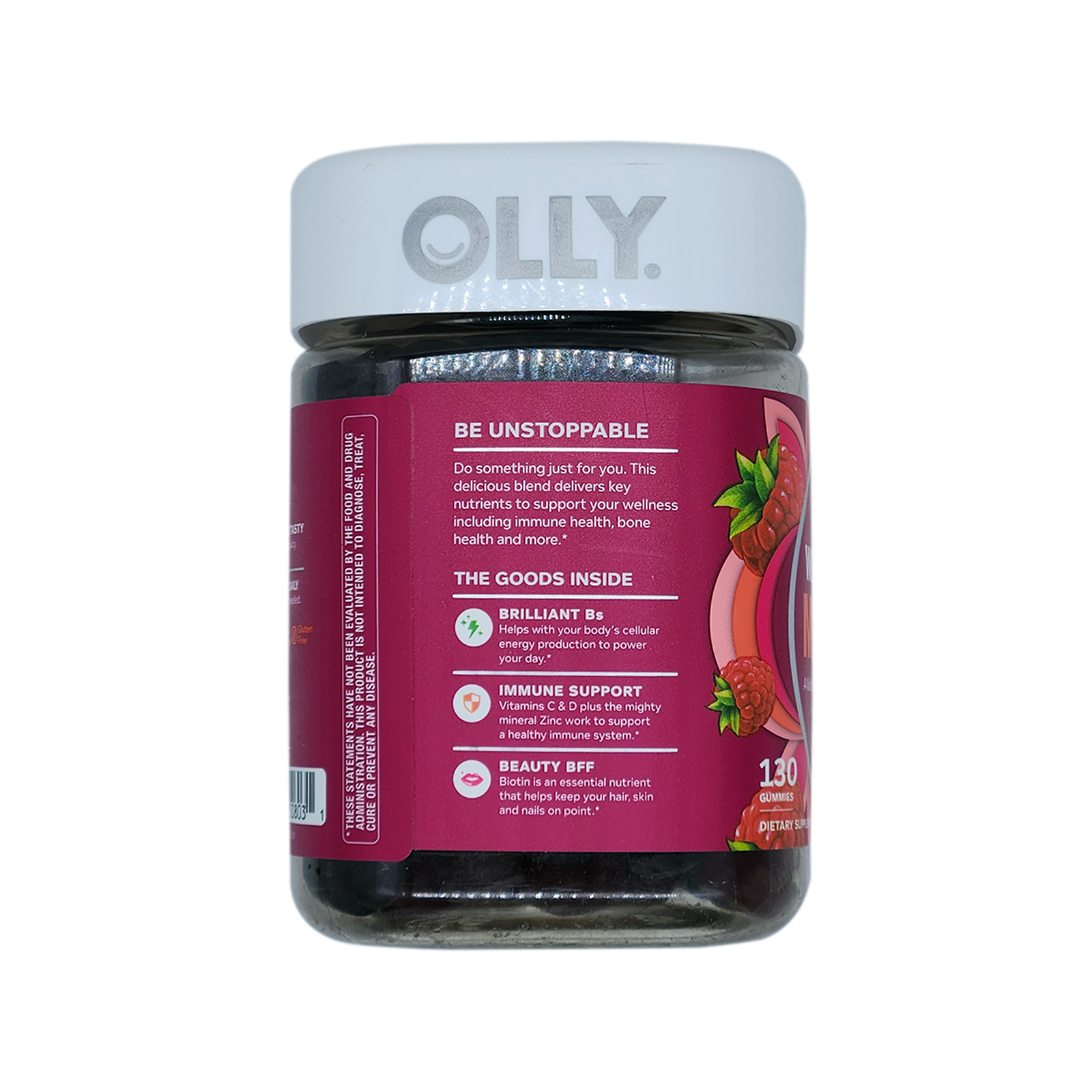 OLLY Women's Daily Multivitamin Gummy, Berry Flavor, 130 Gummies