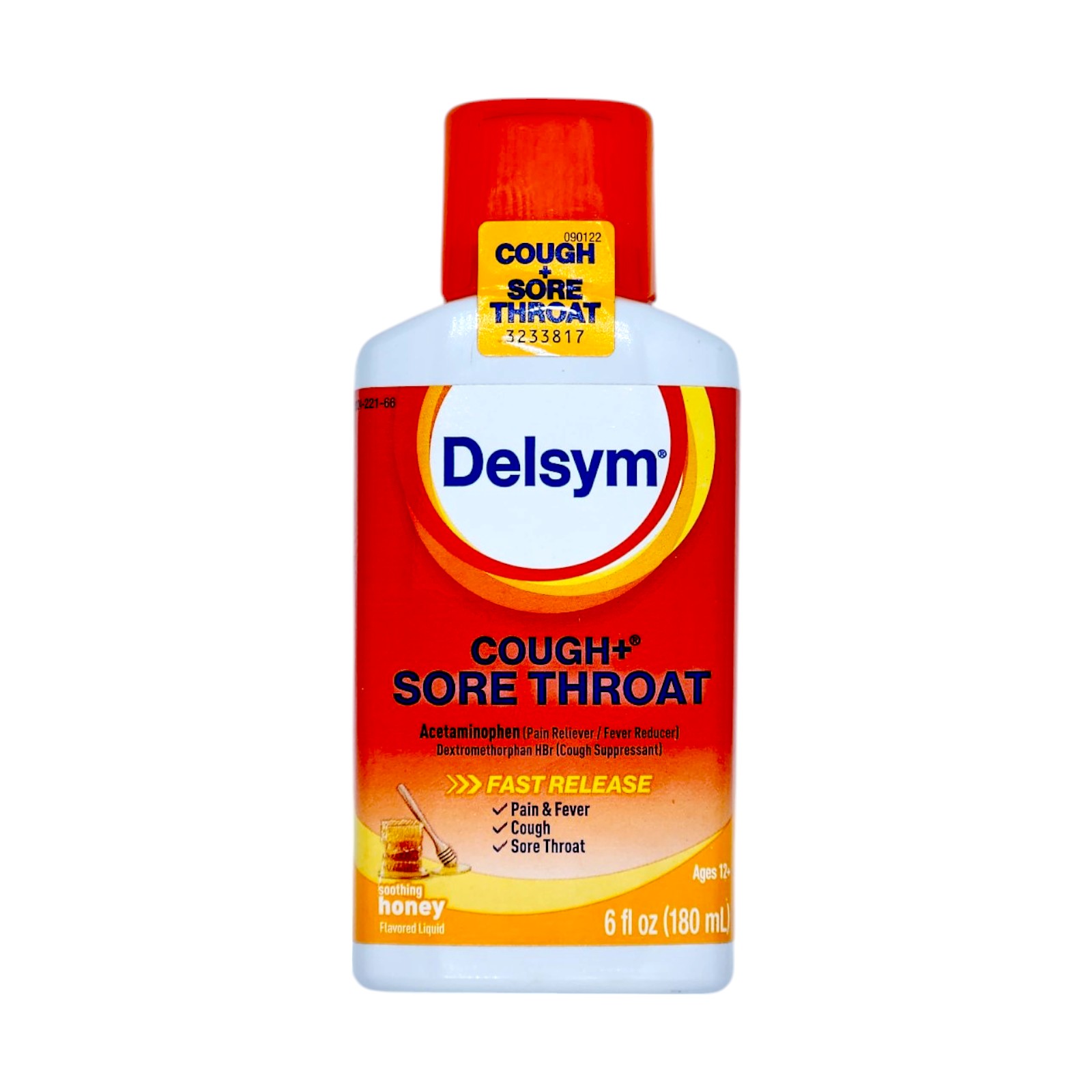Delsym Cough + Sore Throat Relief, Honey, 6 Oz