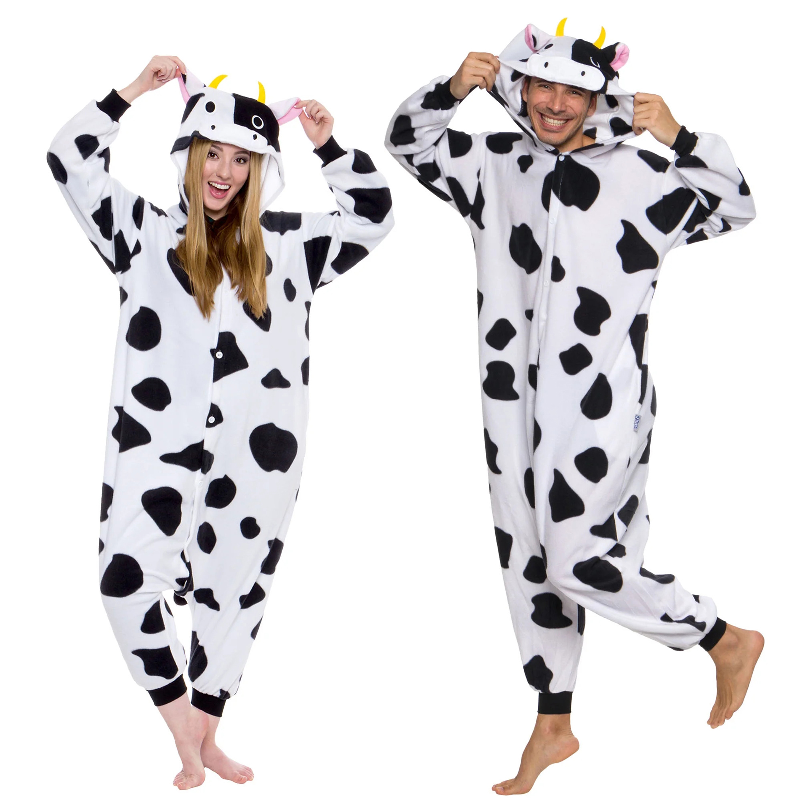Silver Lilly Adult Pajamas  Plush 1-piece Cow Costume, Small