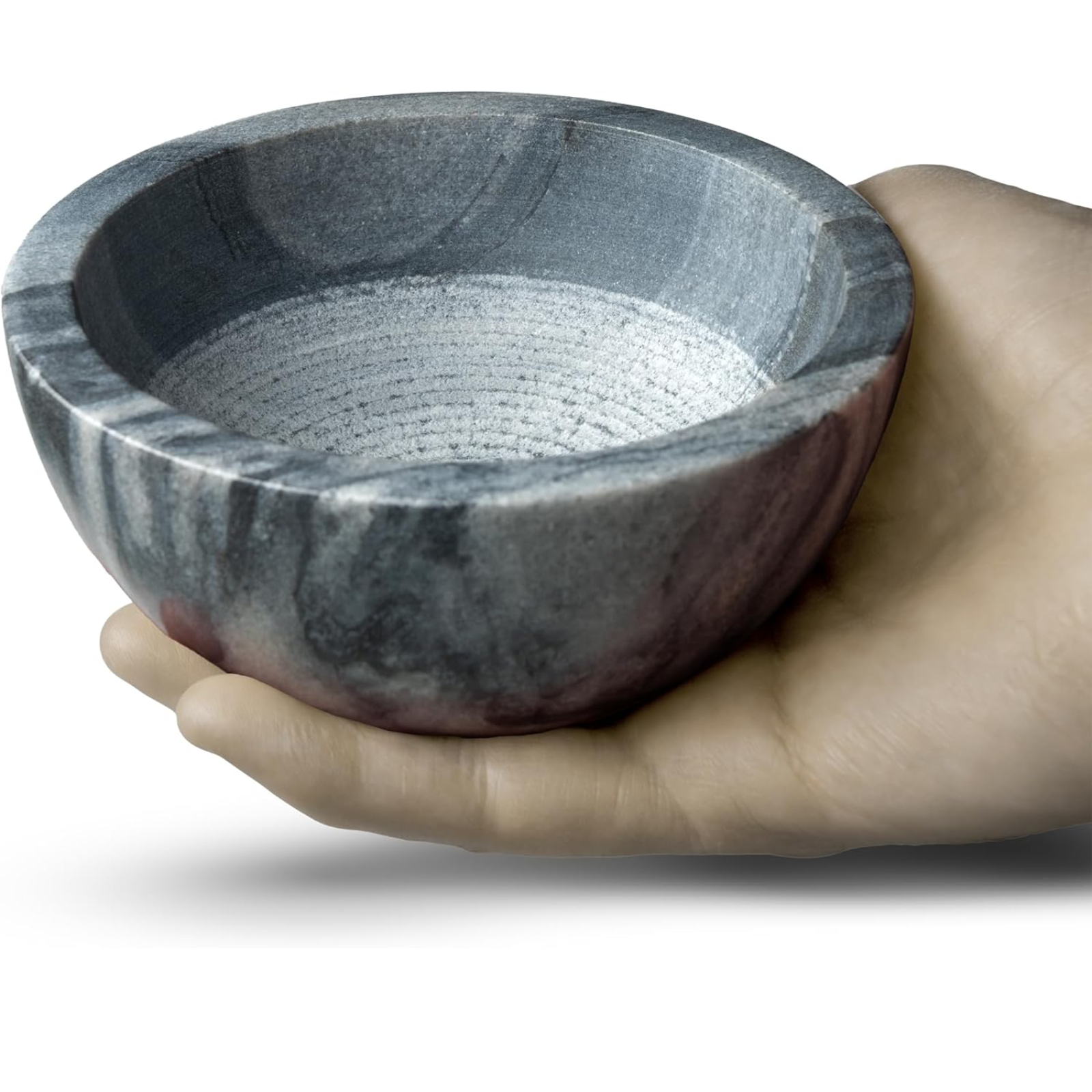 Lather & Wood Marble Shaving Cream Bowl - Premium Stone Holds Heat with Lather Ridges - Gray