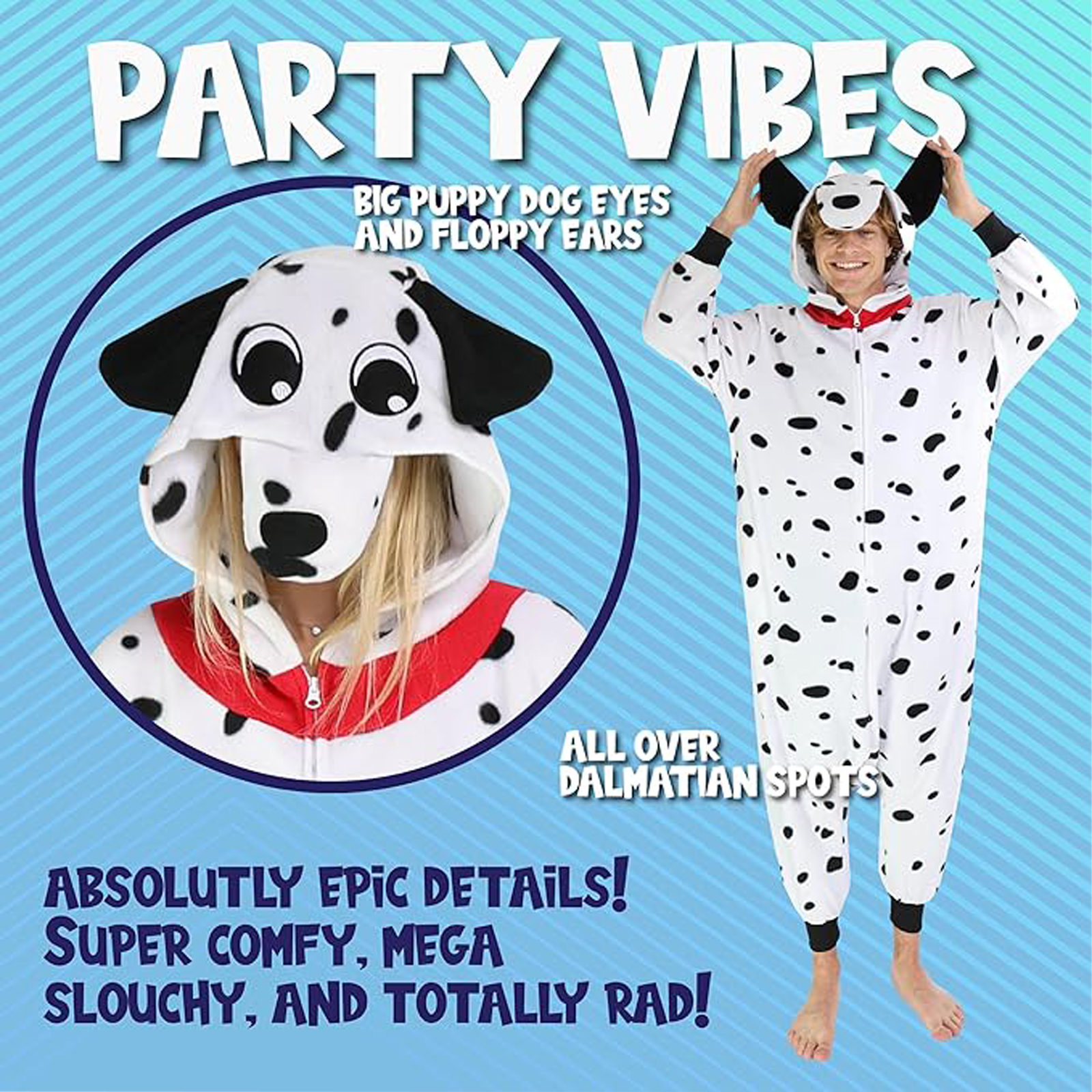 Dalmatian Dog One Piece - Plush Adult Animal Costume Jumpsuit, Large
