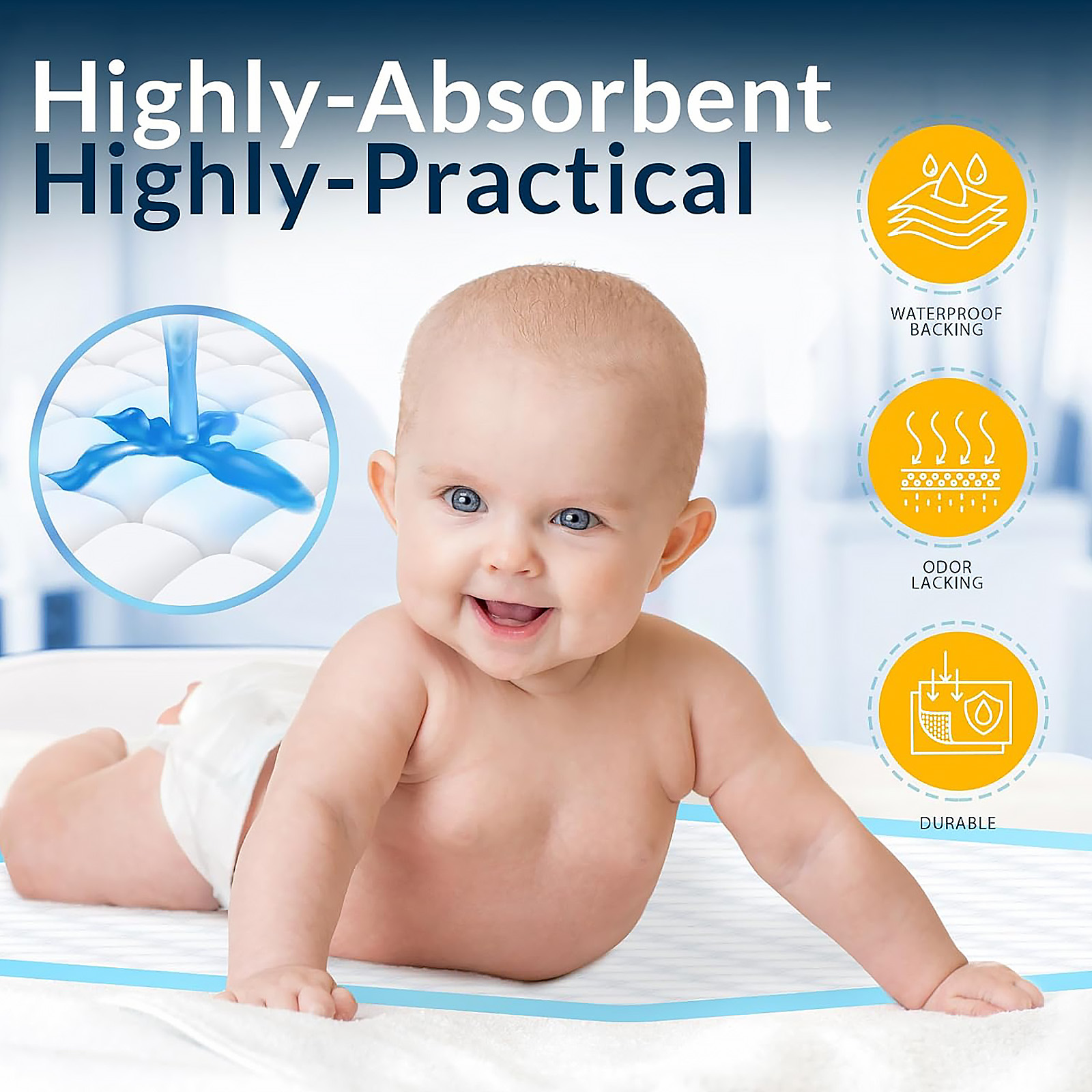 Medpride Disposable Underpads 17'' x 24'' (100-Count) Incontinence Pads, Bed Covers, Puppy Training | Thick, Super Absorbent Protection for Kids, Adults, Elderly | Liquid, Urine, Accidents