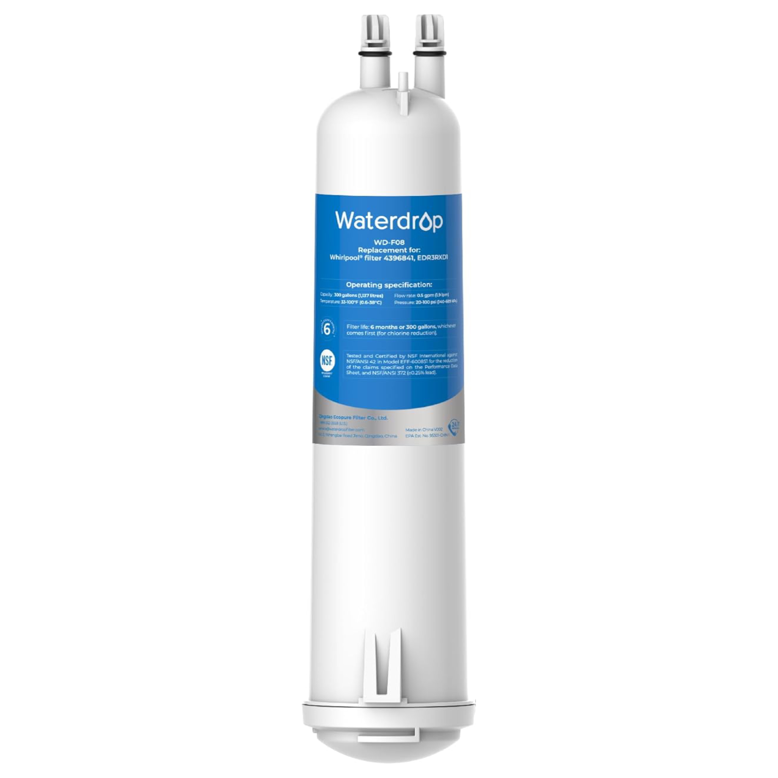 Waterdrop EDR3RXD1 Replacement for Everydrop® Filter 3, 4396841, 4396710, Kenmore® 46-9083, 46-9030, WD-F08 Refrigerator Water Filter