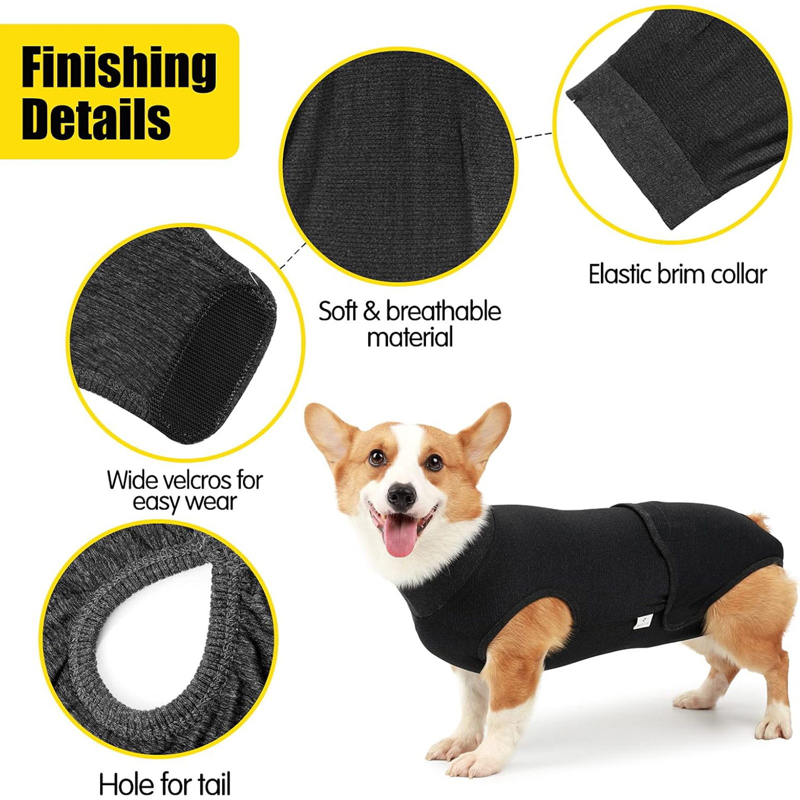 HEYWEAN Medium Dog Diaper (Black): Full Body, Physiological/Surgery Use, Unisex