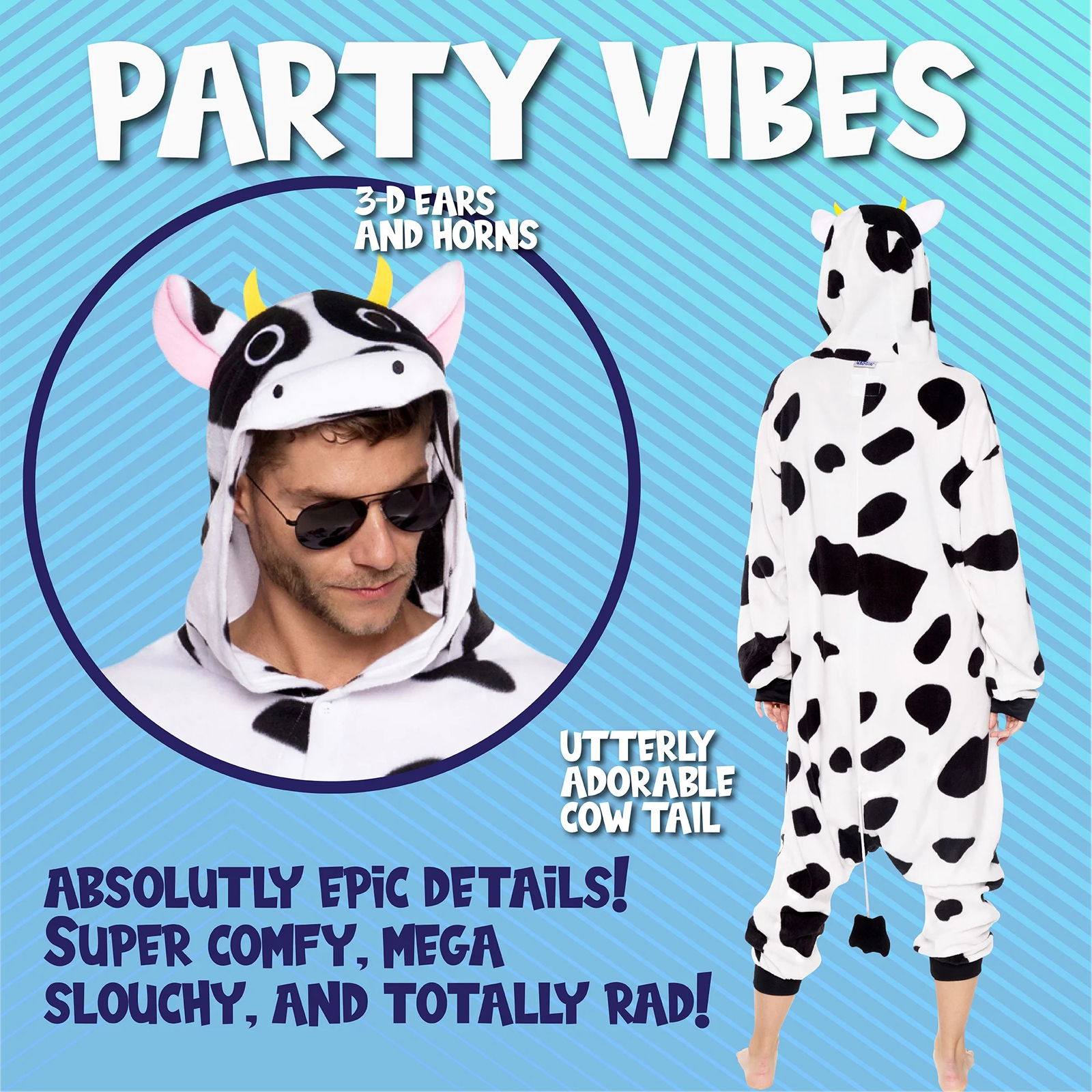 Silver Lilly Adult Pajamas  Plush 1-piece Cow Costume, Small