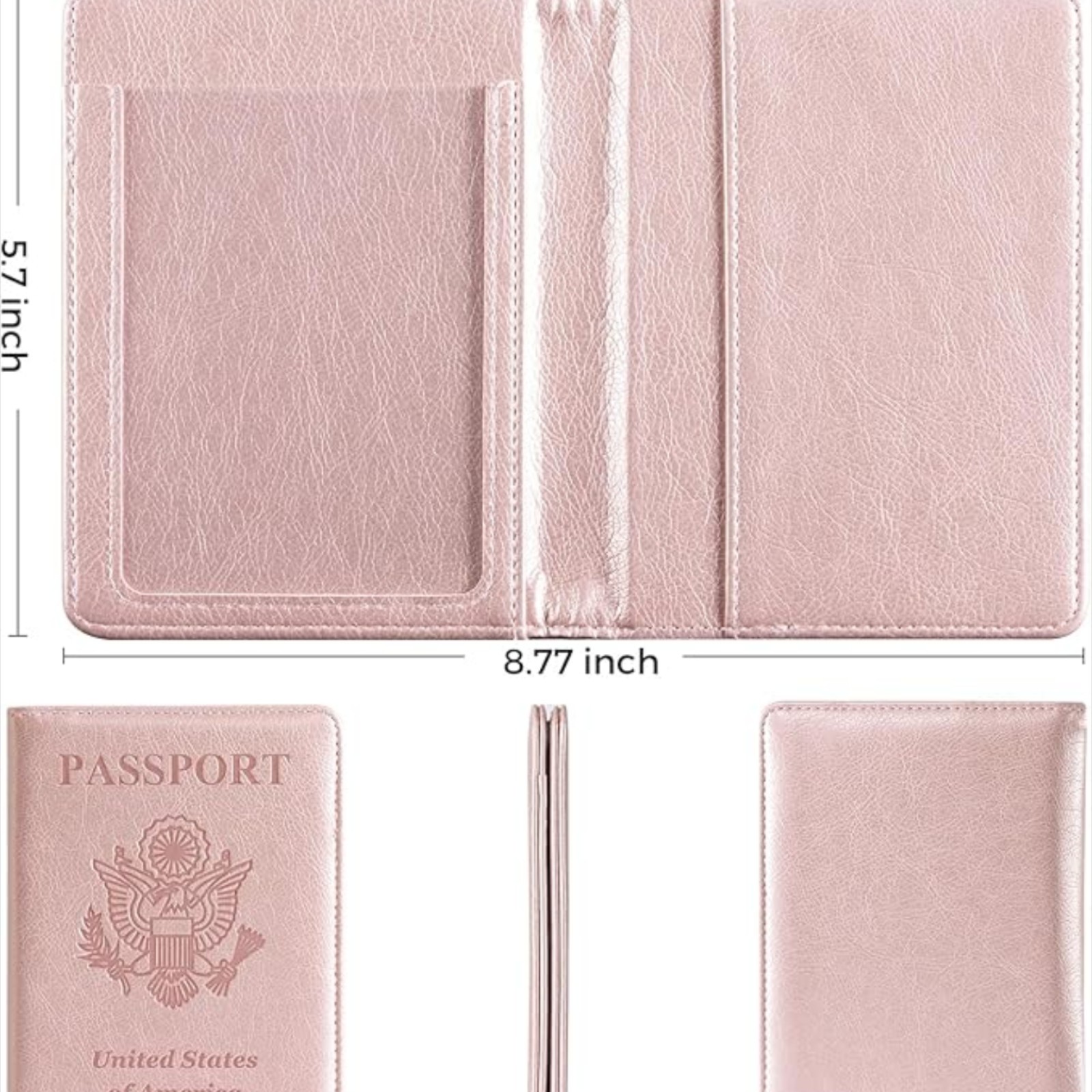 CoBak Passport Holder for Women and Men - Premium PU Leather Passport Cover Travel Wallet Organizer Holds Passport and Essential Documents, Rose Gold