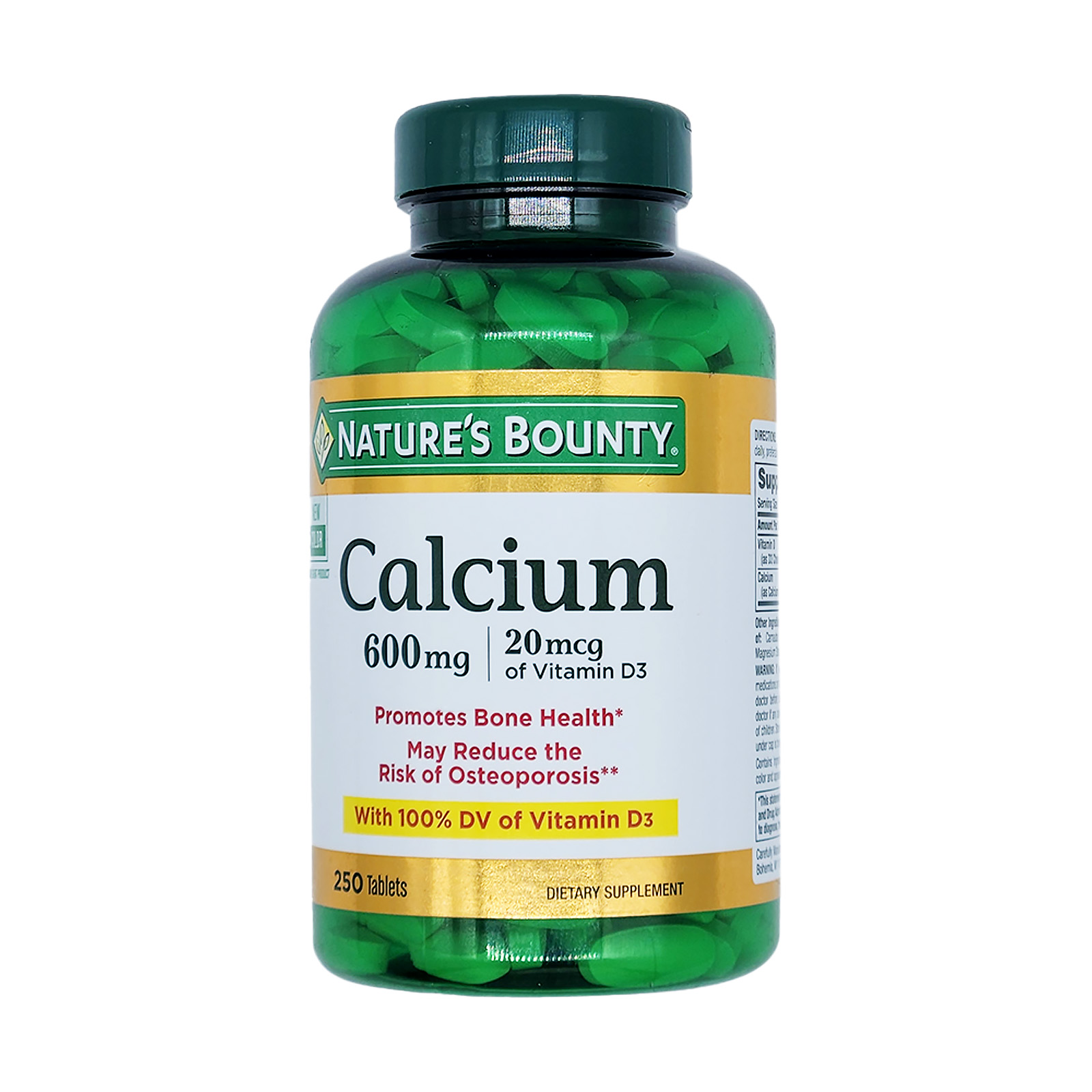 Nature's Bounty Calcium 600 + Vitamin D3 Tablets 600 Mg 250 Ct