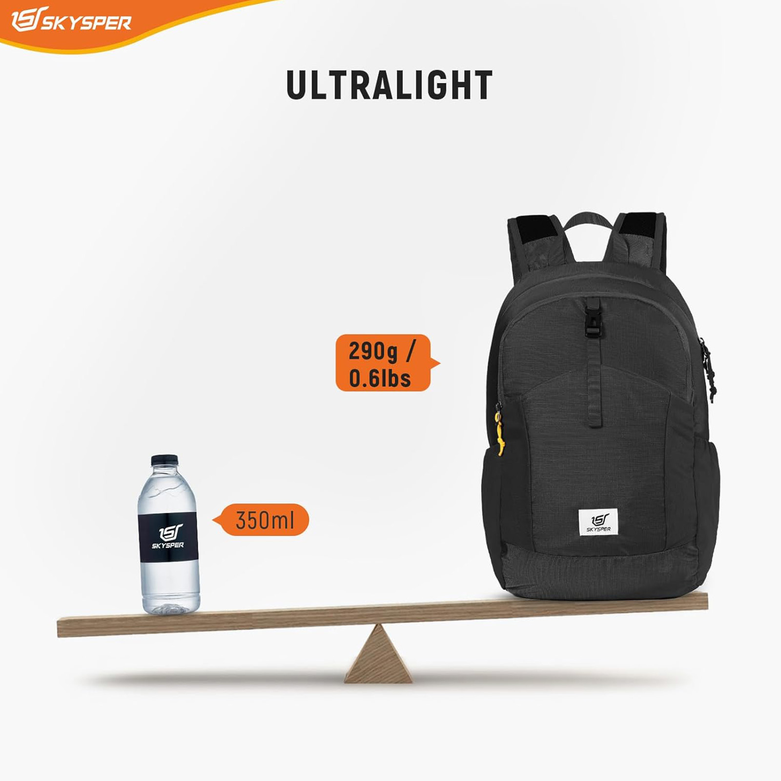 SKYSPER Ultralight Foldable Hiking Backpack 20L (RFID) Men/Women/Black