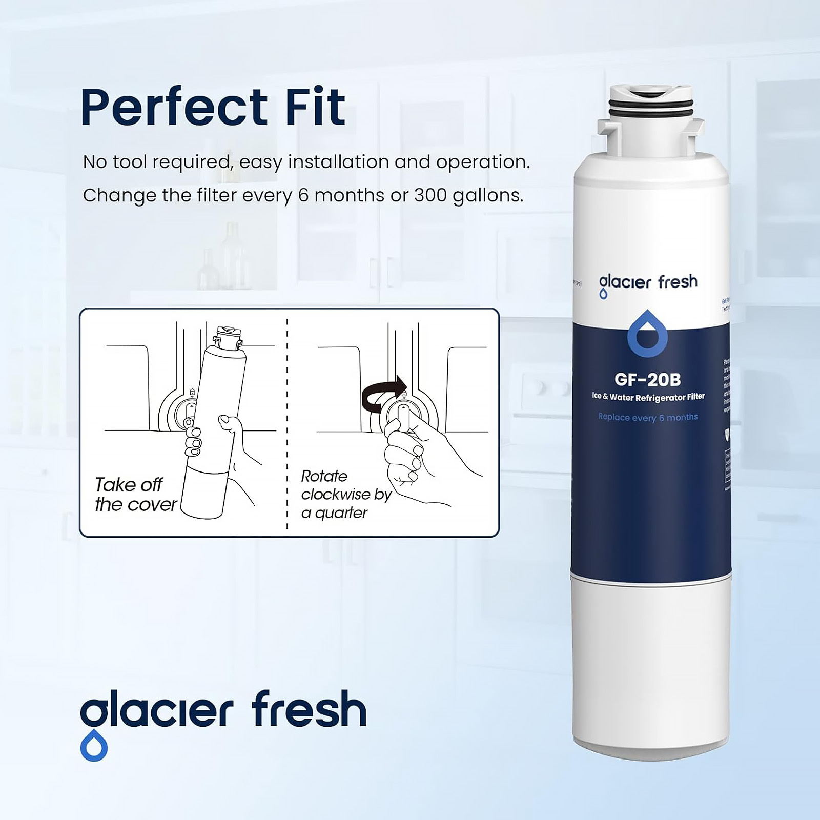 GLACIER FRESH GF-20B Refrigerator Water Filter Compatible with Samsung (3 PACK)