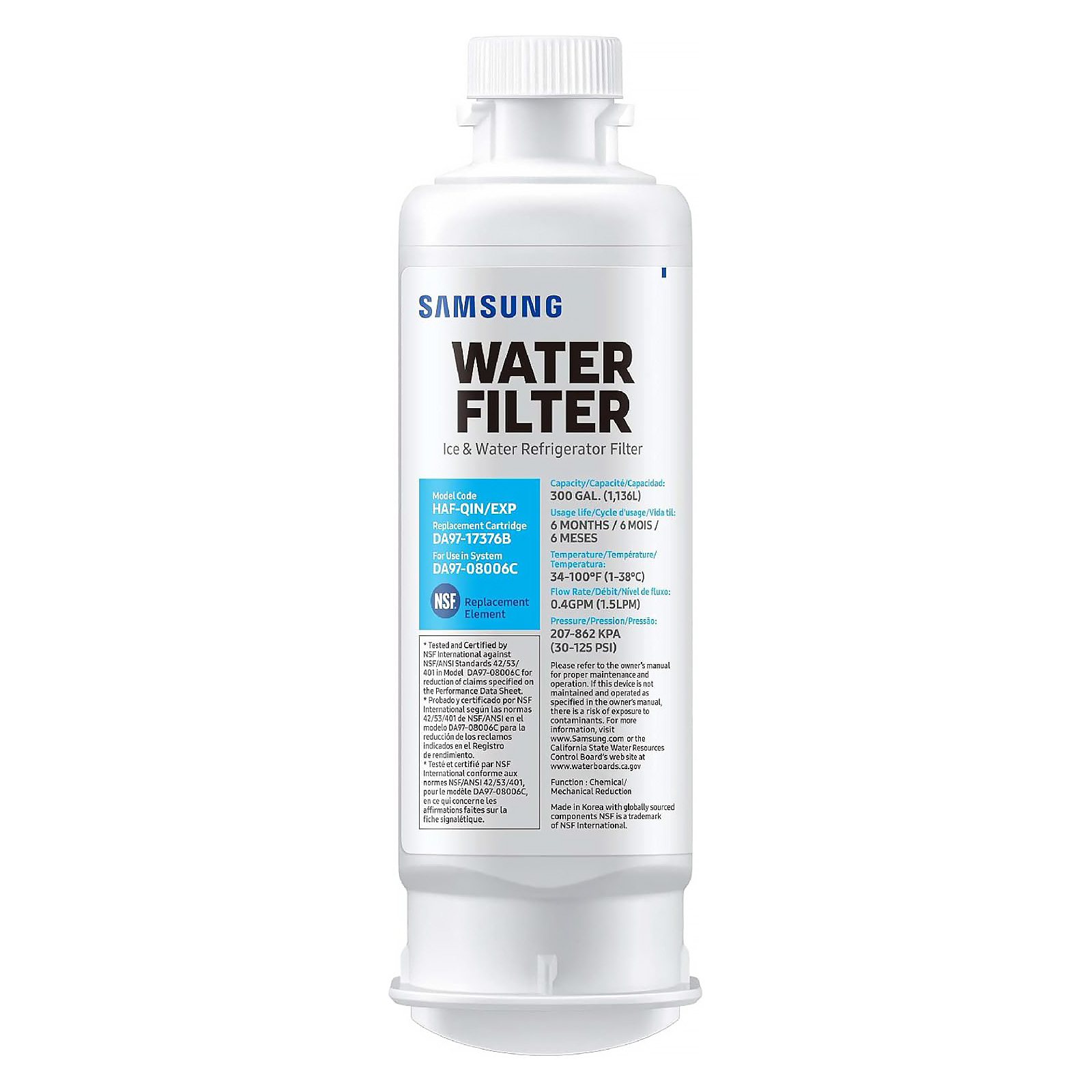 SAMSUNG DA97-17376B Genuine Filters for Refrigerator Water and Ice, Carbon Block Filtration for Clean, Clear Drinking Water, HAF-QIN/EXP (Choose pack)