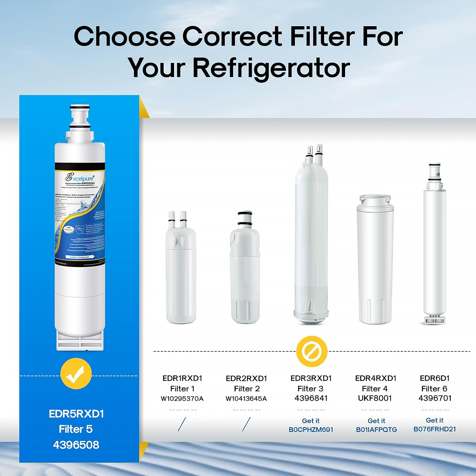 Excelpure EP-4396508 Replacement Refrigerator Water Filter, 1 Pack