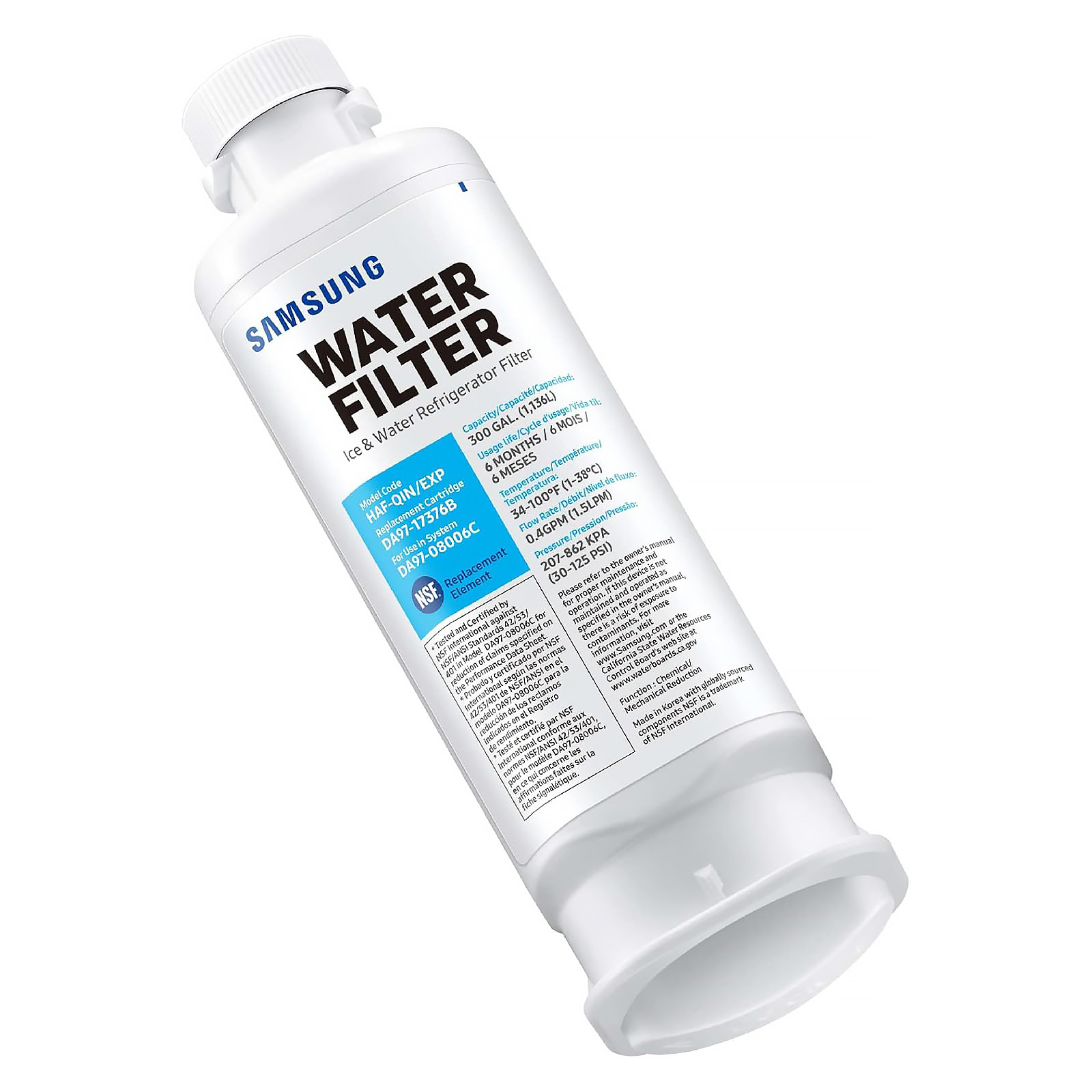 SAMSUNG DA97-17376B Genuine Filters for Refrigerator Water and Ice, Carbon Block Filtration for Clean, Clear Drinking Water, HAF-QIN/EXP (Choose pack)