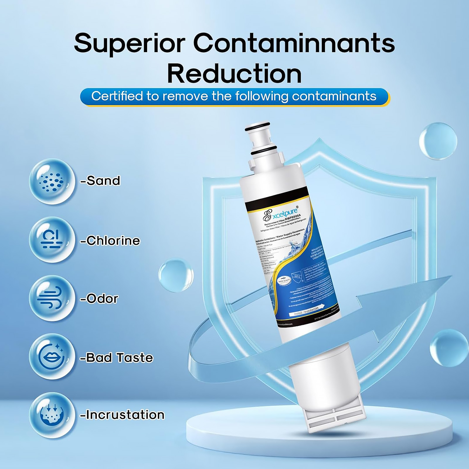 Excelpure EP-4396508 Replacement Refrigerator Water Filter, 1 Pack