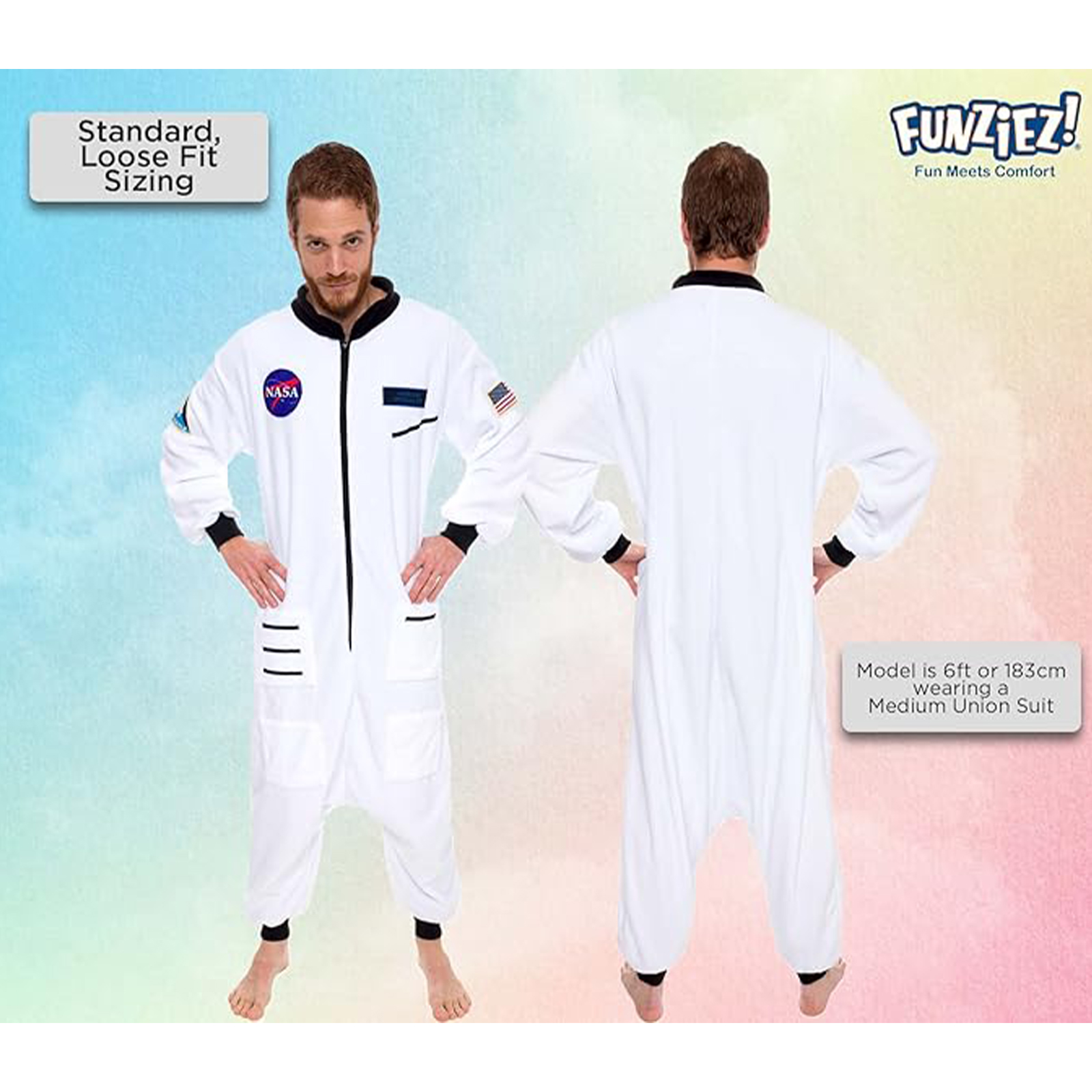 Silver Lilly One Piece Astronaut Pajamas - Adult Space Jumpsuit Cosplay Costume, Medium Size
