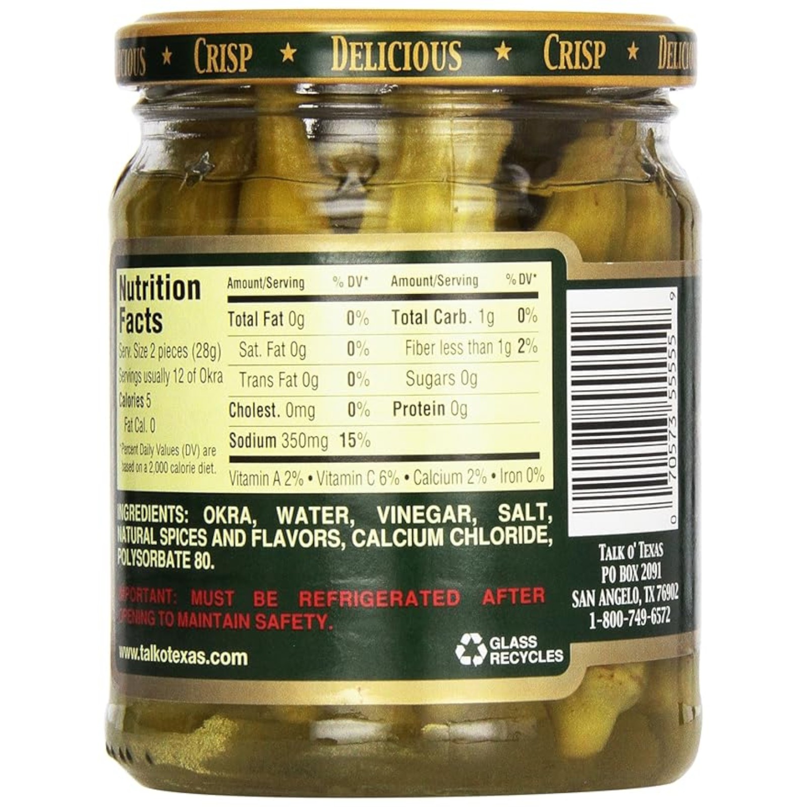 Talk O' Texas Okra Pickles, Hot, 16 oz