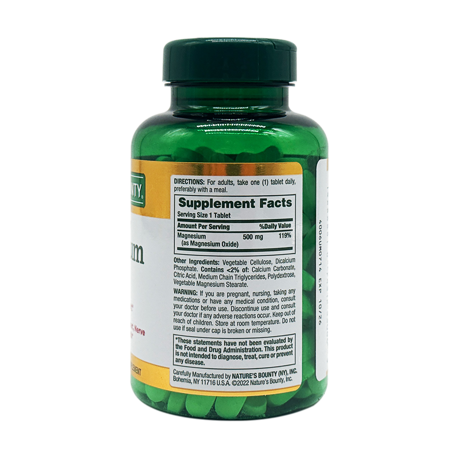 Nature’s Bounty Magnesium, 500 mg, 200 Coated Tablets